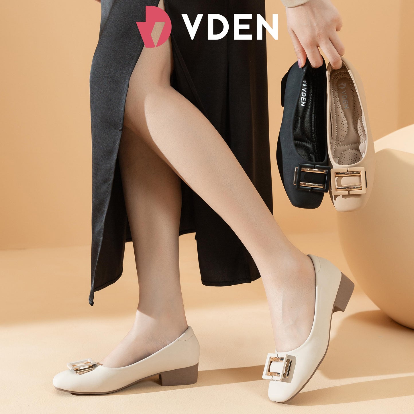 VDEN Dainty Square Toe Pumps for Women 3CM/1.2INCH Ladies Slip-on Loafers Women's Mid Chunky Toe Classy Shoes998-582 Simple Student Shoes High-end Office Shoes Square Buckle Block Heels Comfort