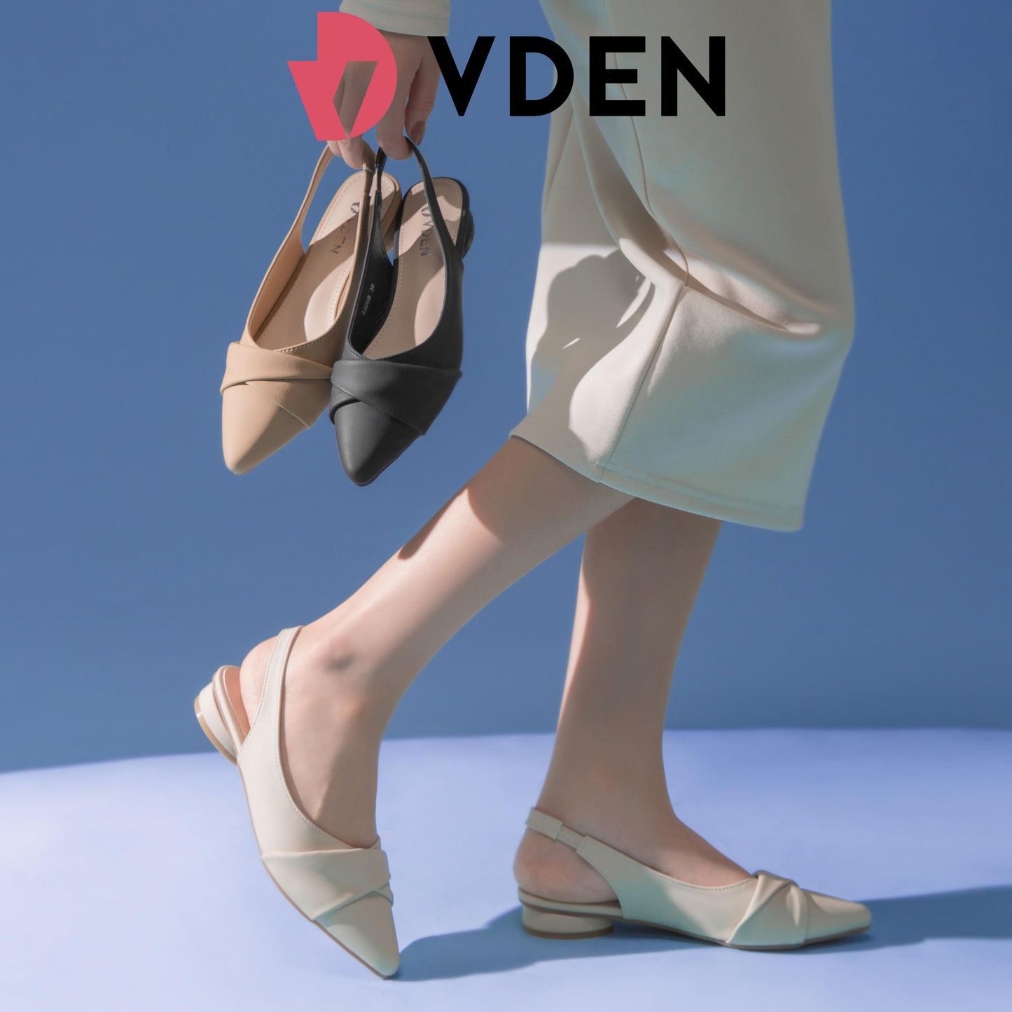 VDEN Pointed Mules Slingback Flat Shoes 22008 Pointed Toe Flat Heel (1 cm or less) Summer