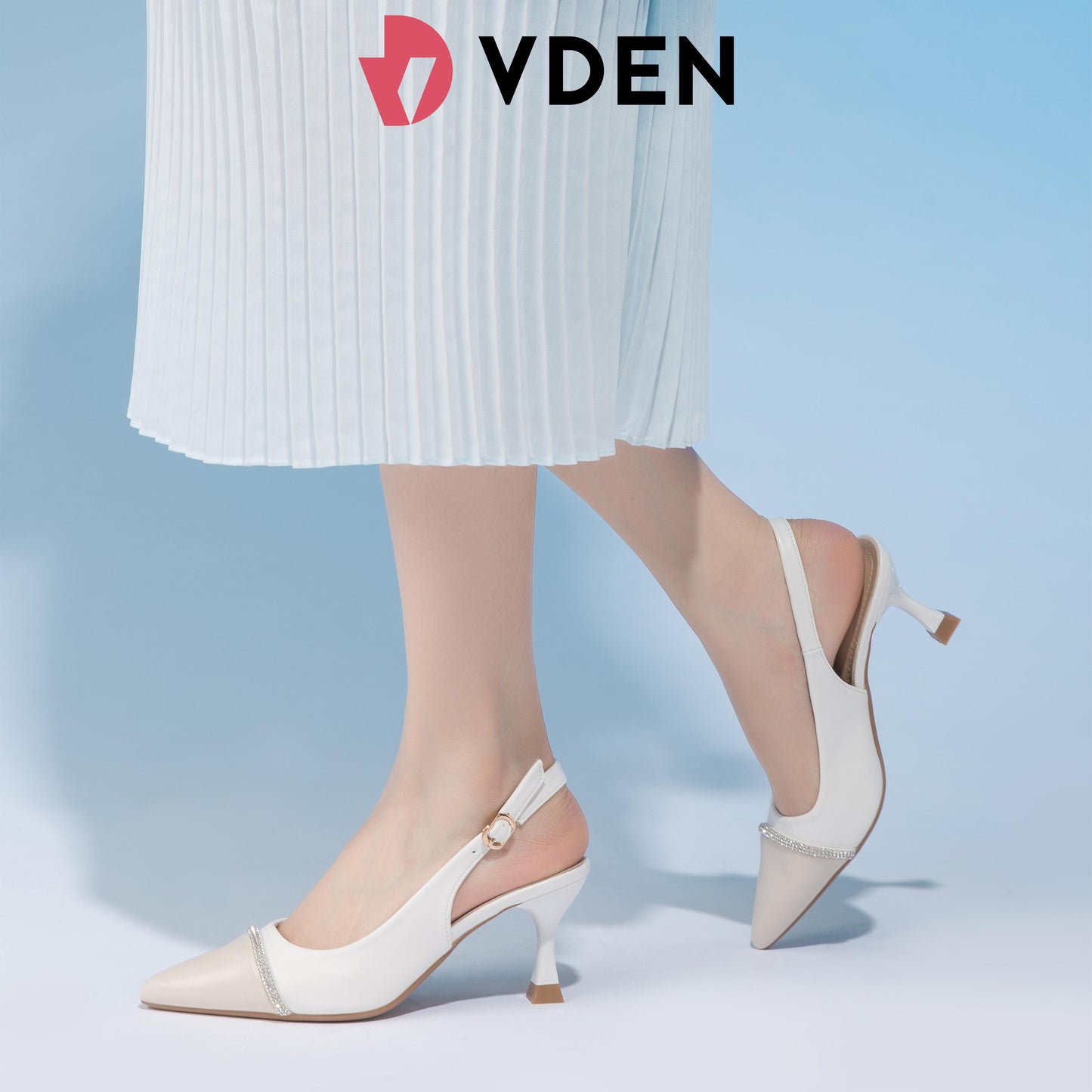 VDEN Elegant Single Shoes For Women 7.5CM/3INCH Heels With Buckle Design Hight Heeled Shoes Slingback Pointed Toe Shoes 817-31