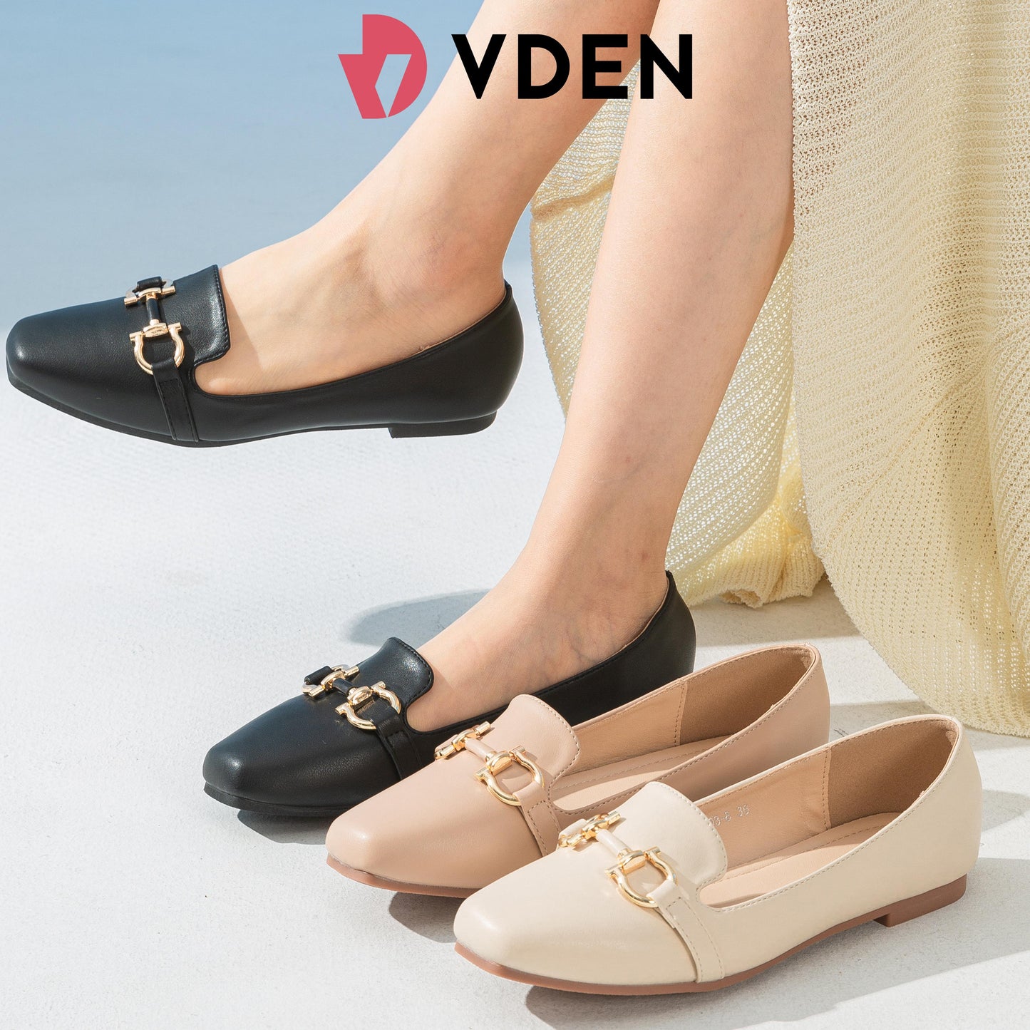 VDEN Women's Loafers Comfortable And Fashionable Chain Flat Shoes For Women 0.4INCH/1CM W903-8 Old Money Style Korean Style Simple Flat Loafers Office Slip-on Shoes For Women