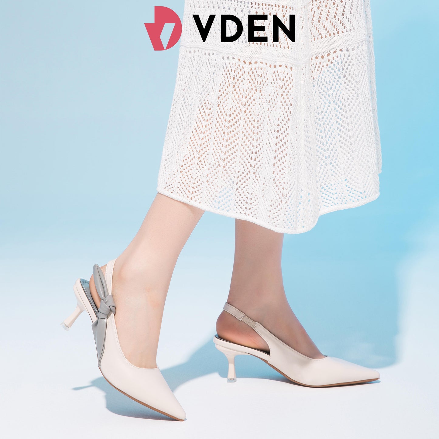 VDEN Chic Pointed Toe Heeled pumps bowknot slip on slingback 2.5INCH/6.5CM Commuting Color Block Pointed Toe Micro Heels Office Women's Shoes 81899