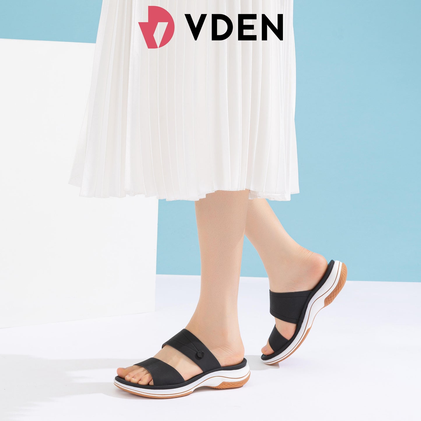 VDEN Comfy Women's Wedge Sandals 3CM/1.1INCH Sports Super Light And Soft Sole Open Toe Sandals 7131-8 Women's Casual Sandals For Women
