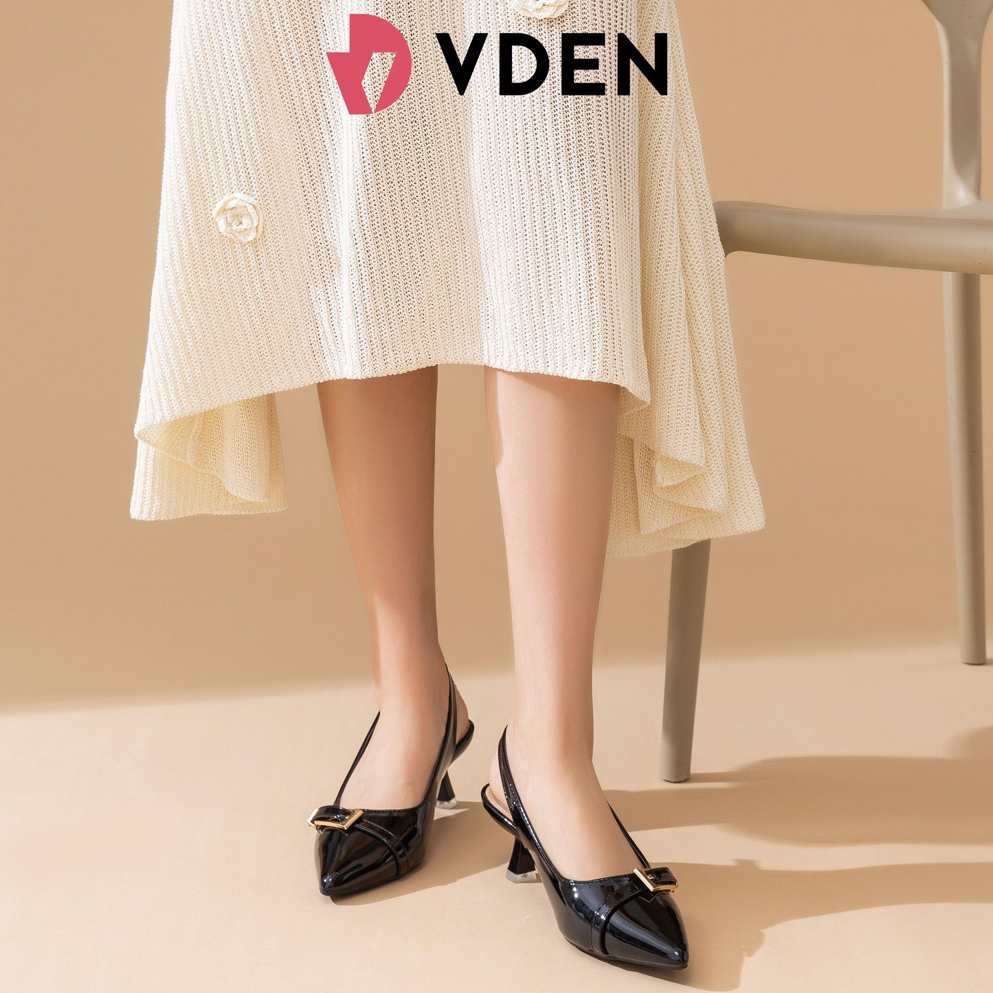 VDEN Pointed Toe Toe Heel Lace-up Summer Women's Shoes High-heeled Sandals 2.5INCH/6.4CM HZ07 Korean Kitten Heels Patent Leather Simple Slingback Shoes Elegant Intellectual Heels