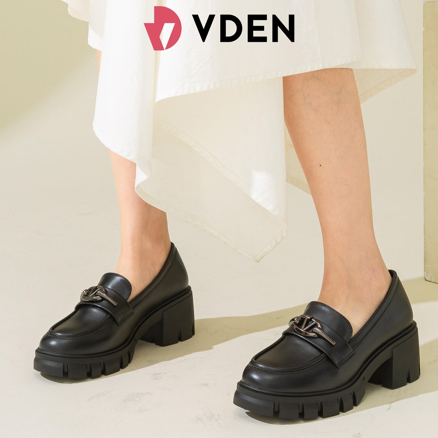 VDEN Walking Shoes  Leisure High Heels Loafer Artificial Leather For Women 2.2INCH/6CM 6958-L3 Korean British Style Height Increasing Casual Shoes Campus Black Leather Shoes  Elegant Footwear