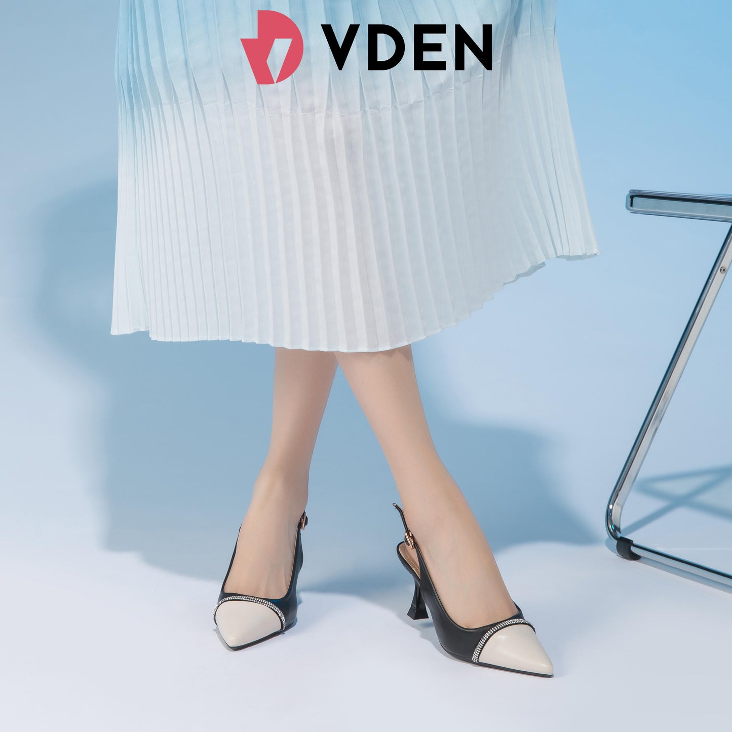 VDEN Elegant Single Shoes For Women 7.5CM/3INCH Heels With Buckle Design Hight Heeled Shoes Slingback Pointed Toe Shoes 817-31