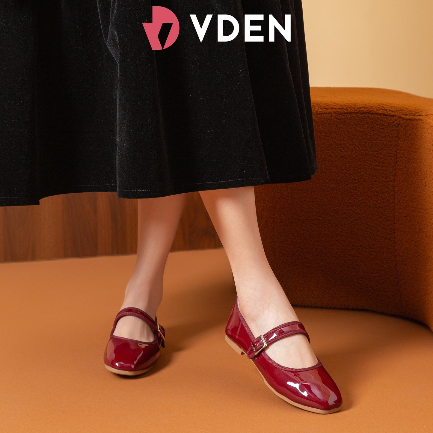 VDEN Women's Slip on Flats Classy Square Toe Solid Classic Mary Jane Ballet Flat  Shoes 0.4INCH/1CM 3368-1 Patent Leather Korean Preppy Mary Jane Flats Women Shoes