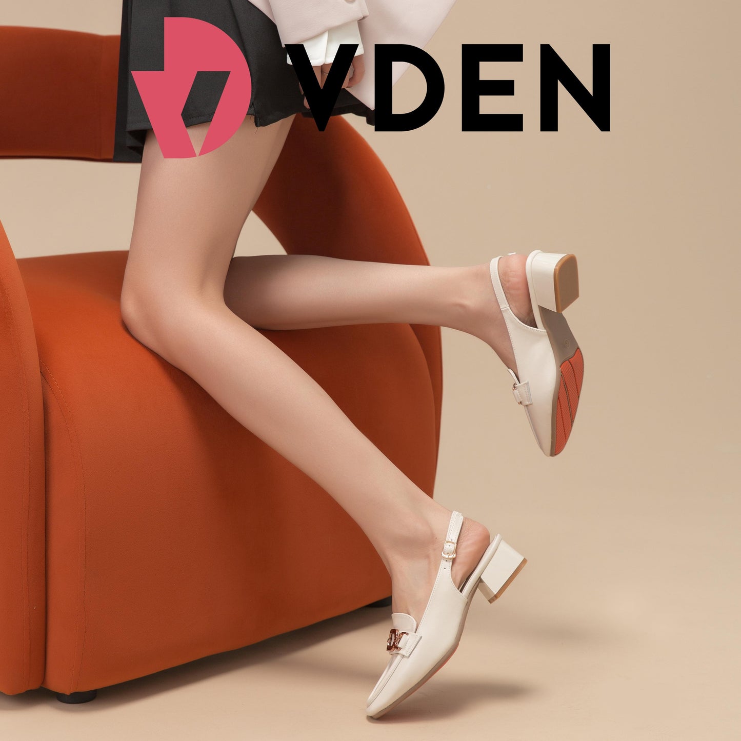 VDEN Buckle Back Strap Mid Heel Pumps F78-145 Walking Shoes Sandal Old Money Style