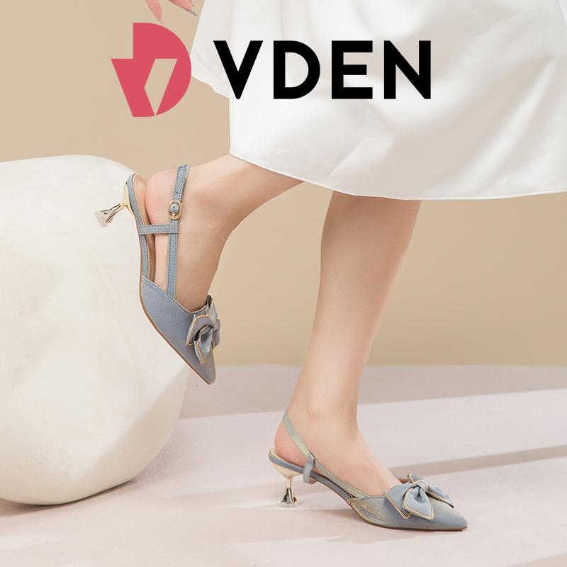 VDEN Pointed Stiletto Heels Mid Heel (2INCH) New Korea Women Shoes Bow Shoe Buckle A098-46
