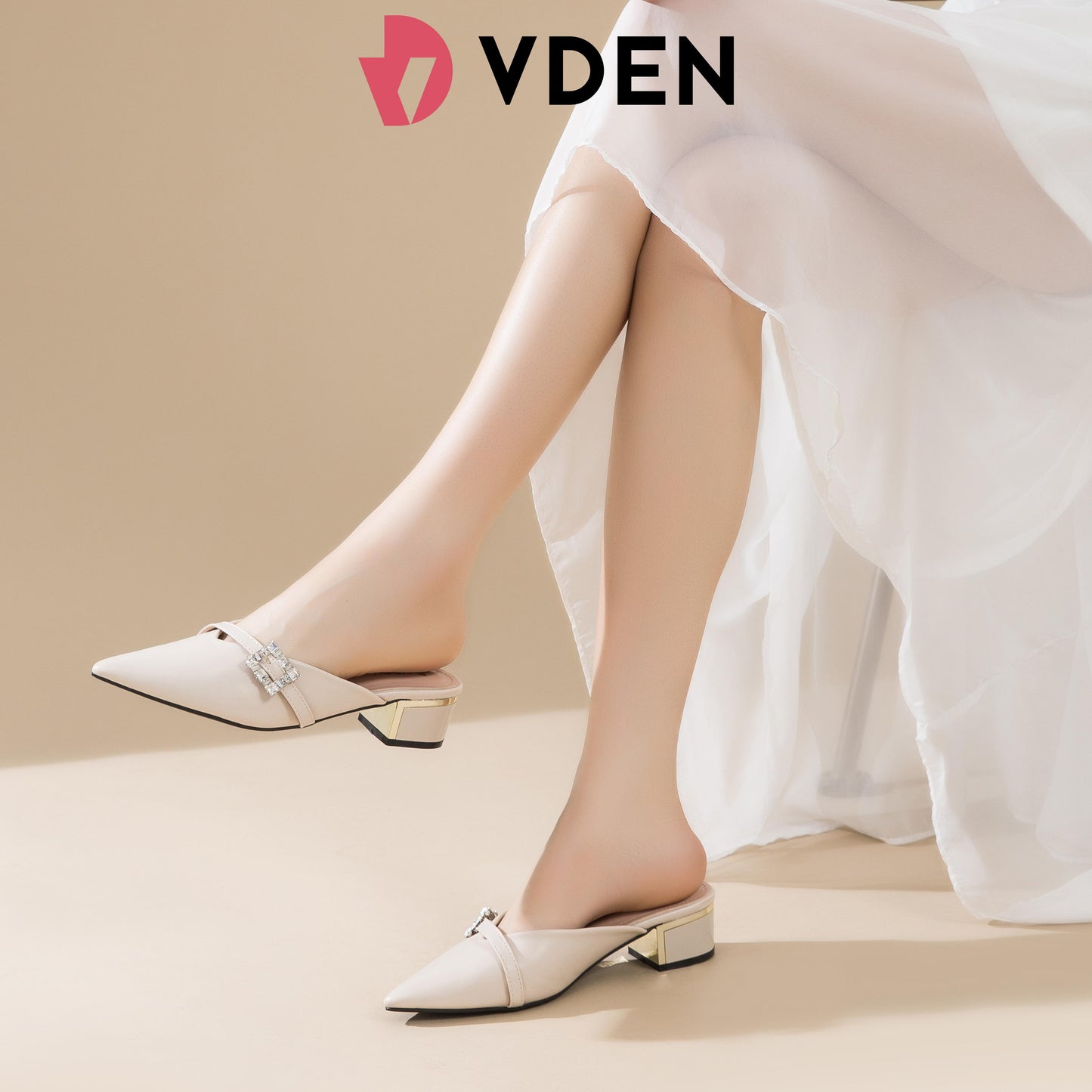 VDEN Classy Pointed half Shoes For Women 1.5INCH/4CM 1167 Comfortable And Versatile Mules With Pointed Toes And Slight Heel
