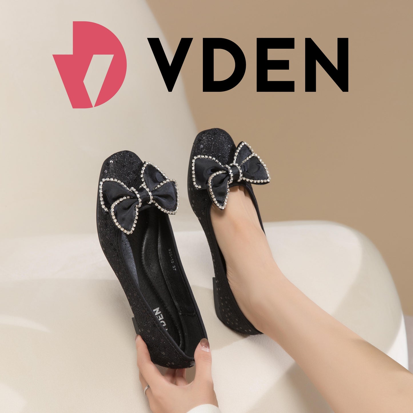 VDEN Round Toe Flats Women's Bow Ballet Flat Shoes 926-10 New Korean Office Women's Shoes No Heel