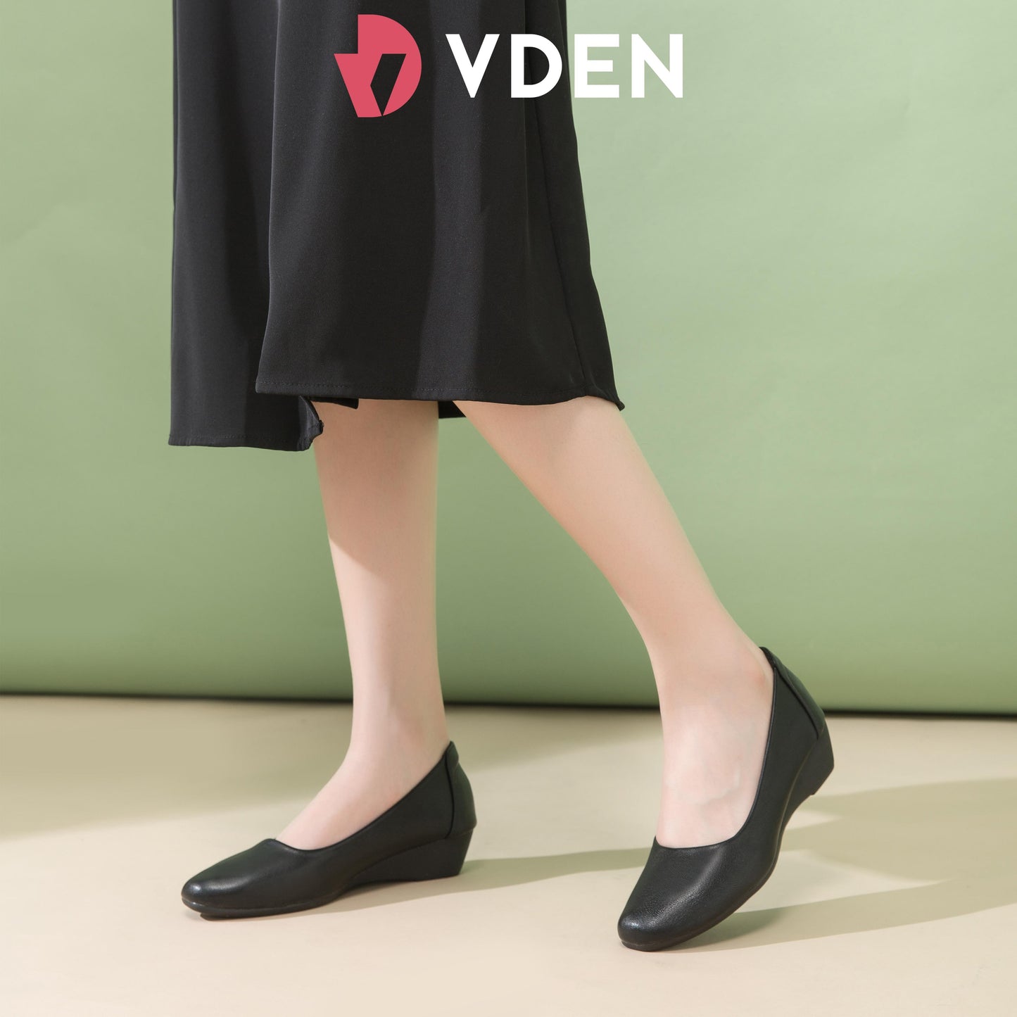 VDEN Black Leather Flat Shoes Pure Black Student Shoes Fashion Office Wedge Shoes For Women (true to size) (989-1 : 3.5 cm)(288-2 : 1.5 cm)