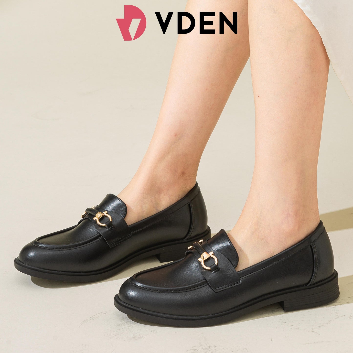 VDEN Loafers For Women Chunky Platform Penny Loafers Slip On School Shoes 1INCH/2.5CM 7123-1B Women's Loafers Slip-On Leather Shoes Low Heel Round Head Formal Korean Style British Style Slip-on Flat Shoes Soft Sole Versatile