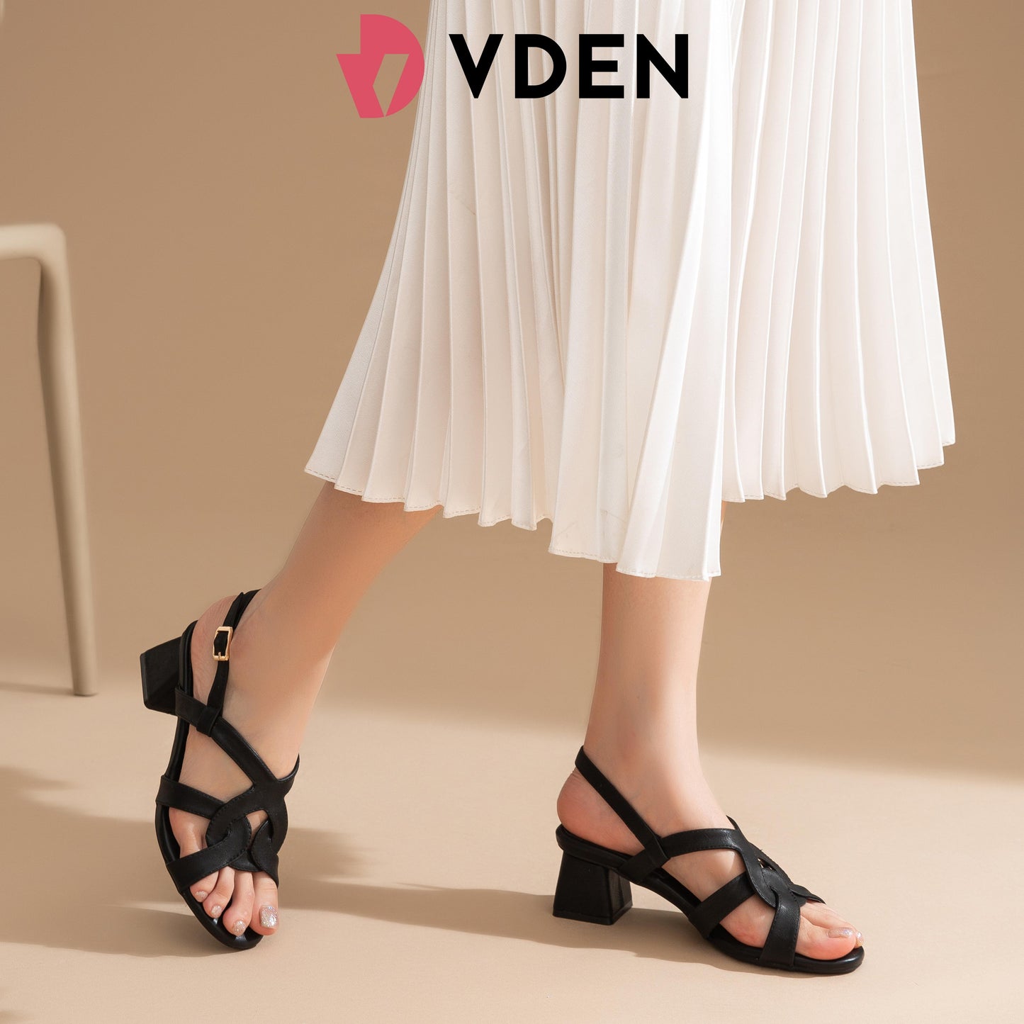 VDEN Women's Open Toe Cross Straps Low Block Chunky Heels Slingback Sandals 1.7INCH/4.4CM 758-1 Retro Braided Thick Heel Shoes Roman Shoes Slingback Shoes Classy Elegant Walking Shoes