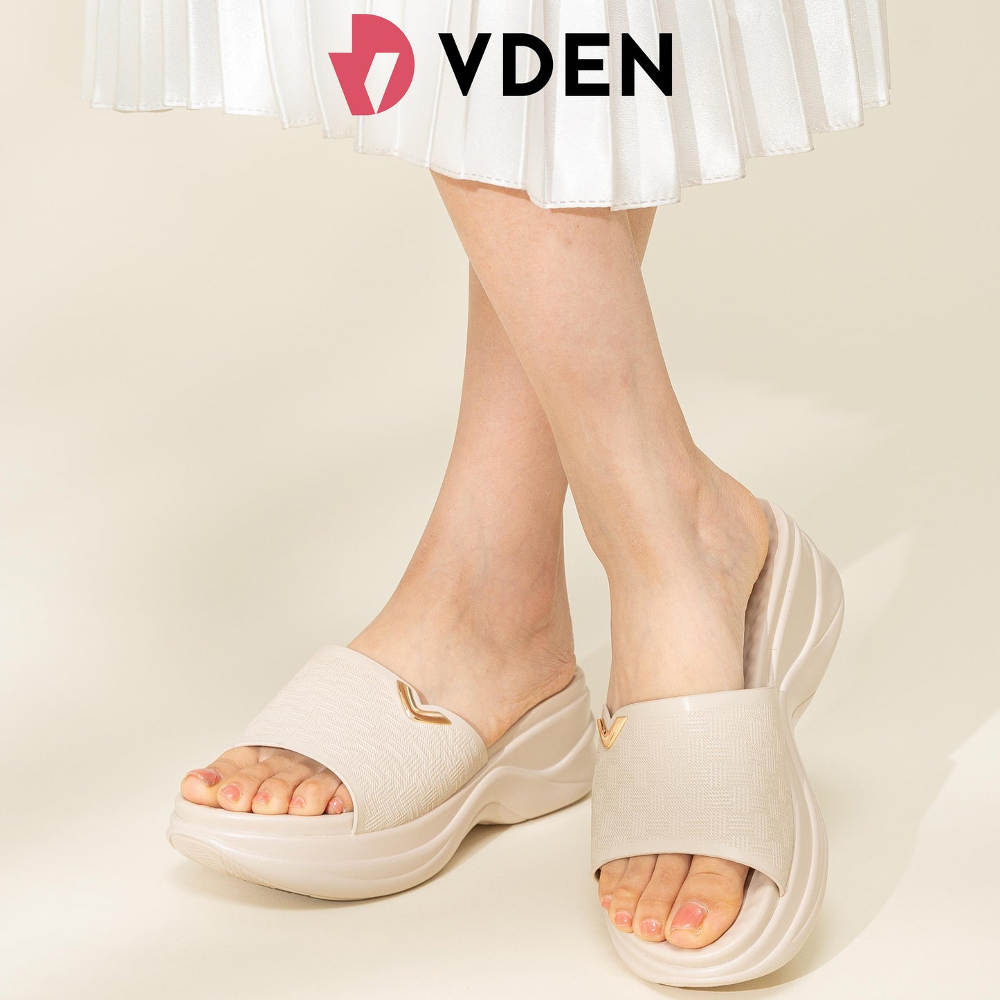 VDEN Fashionable Slip-On Open-Toe Wedges For Women 2INCH/5CM 1658-12 Women's Platform Sandals Walking Shoes Height Increasing Sandals Massage Insoles Classy Footwear Elegant Comfort Heels