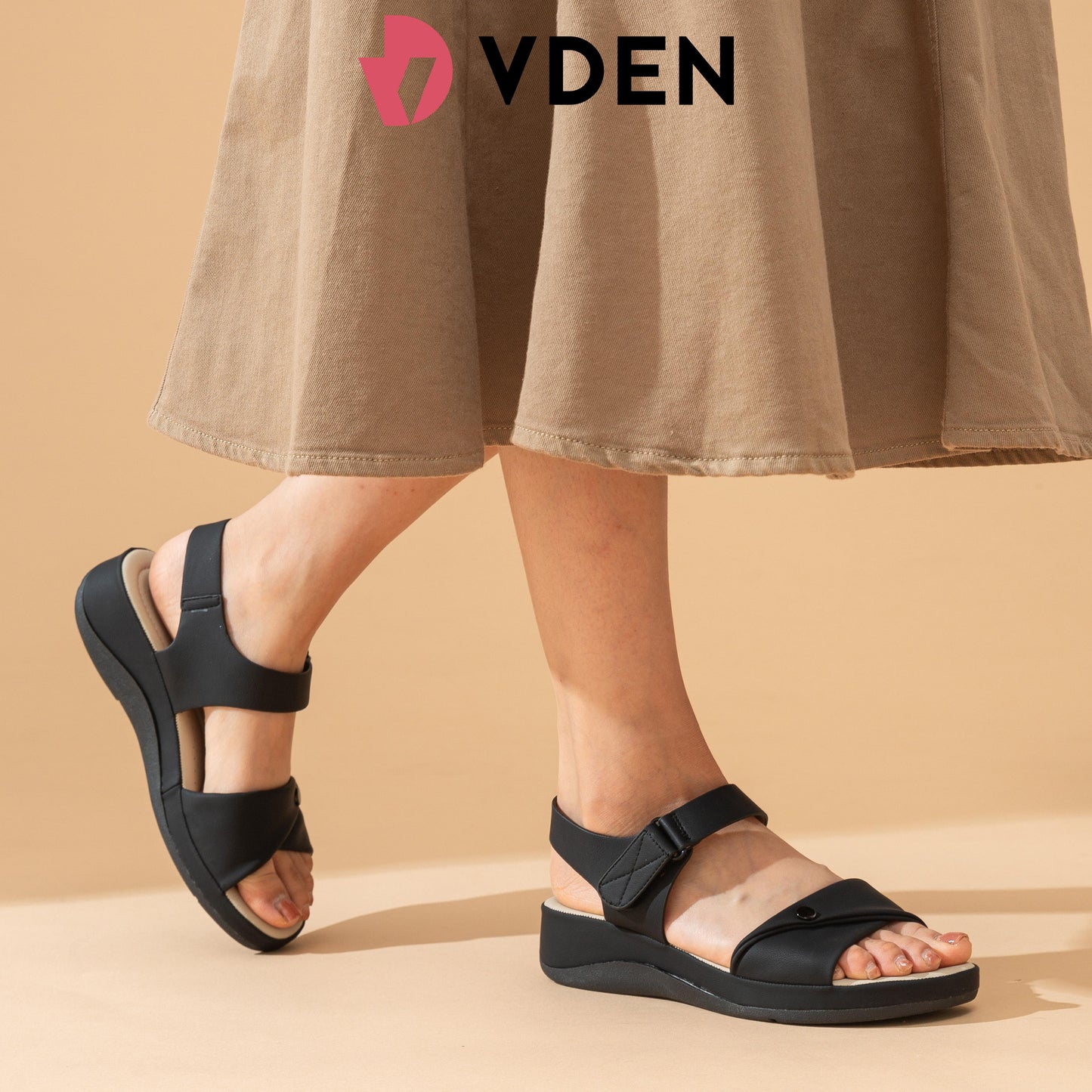 VDEN Women Soft Comfort Velcro Sandals 1.5INCH/3.9CM Z009-13 Lightweight Casual Walking Sandals for Women Adjustable Strap Comfort Sandals Everyday Soft Sole Open Toe Sandals Arch Support Velcro Sandals for Women Comfy Flat Platform Sandals