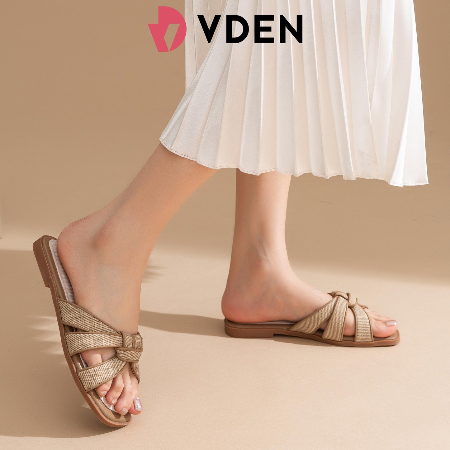 VDEN Casual Open Toe Non Slip Flat Breathable Sandals 0.5INCH1.4CM 002-A16 Color Block Braided Sandals Old money Style Open Toe Slippers Thick Latex Insole Women Summer Comfort Walking Shoes Footwear