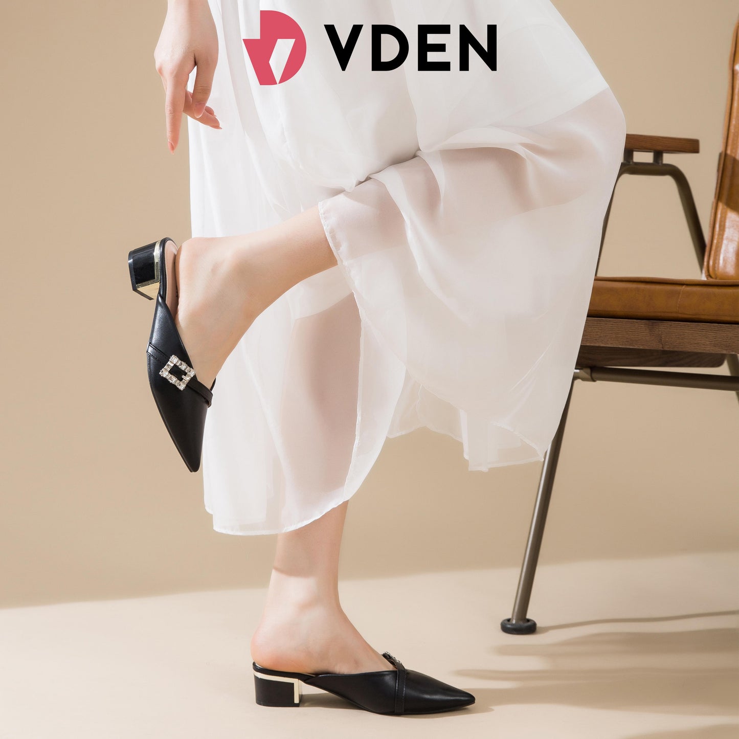 VDEN Classy Pointed half Shoes For Women 1.5INCH/4CM 1167 Comfortable And Versatile Mules With Pointed Toes And Slight Heel