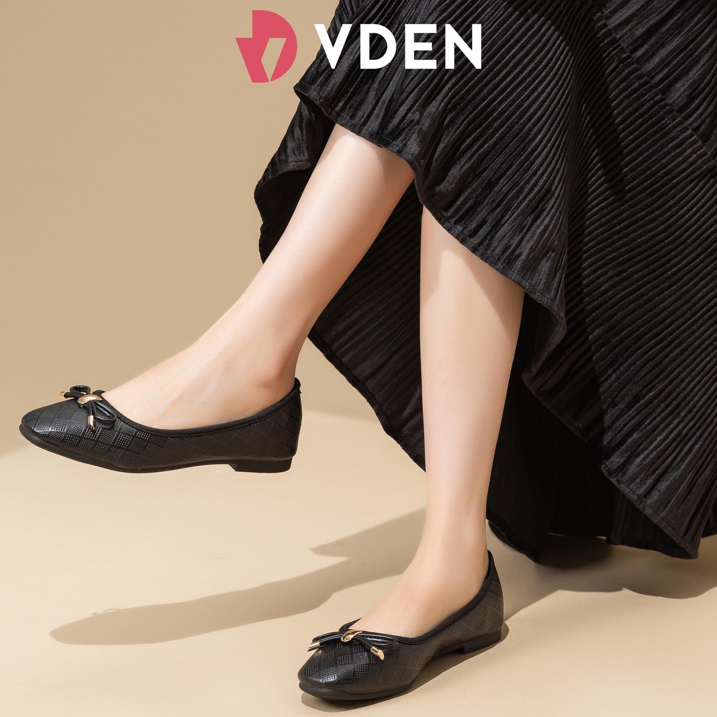 VDEN Round Toe Diamond Pattern Doll Shoes Slip-on Women's Flat Shoes 0.5INCH/1.2CM 926-956 Doll Shoes Ribbon Leather Flat  Shoes For Women Comfort Walking Shoes