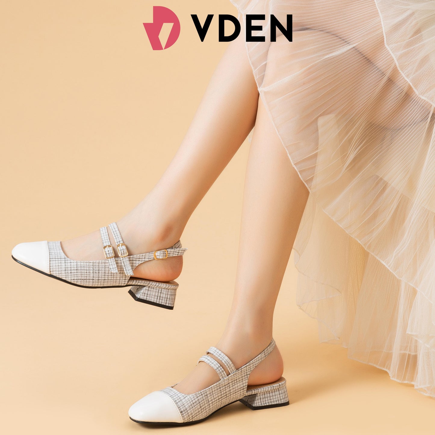 VDEN Women Ankle Strap Low Cuban Heel  Sandals Elegant Closed Toe 1.1INCH/3CM 2335-45 Walking Shoes Footwear Summer Comfort Round Toe Korean Mary Jane Color Matching Sandals Slingback Sole Thick Heels Shoes