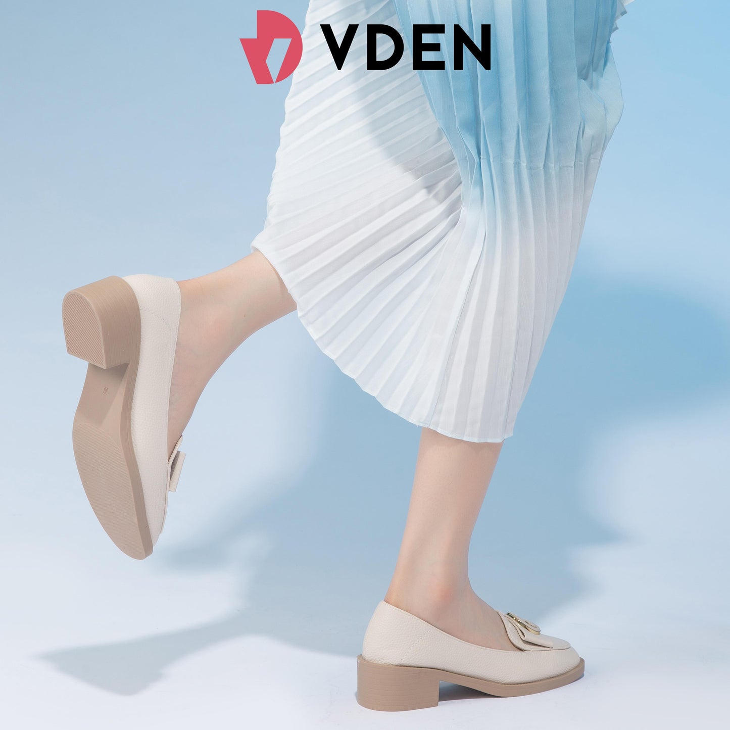 VDEN Square Toe Block Heels Loafer Shoes 4.5CM/1.4INCH Heels 899-168 Women Ultra-light Soft-soled Loafers