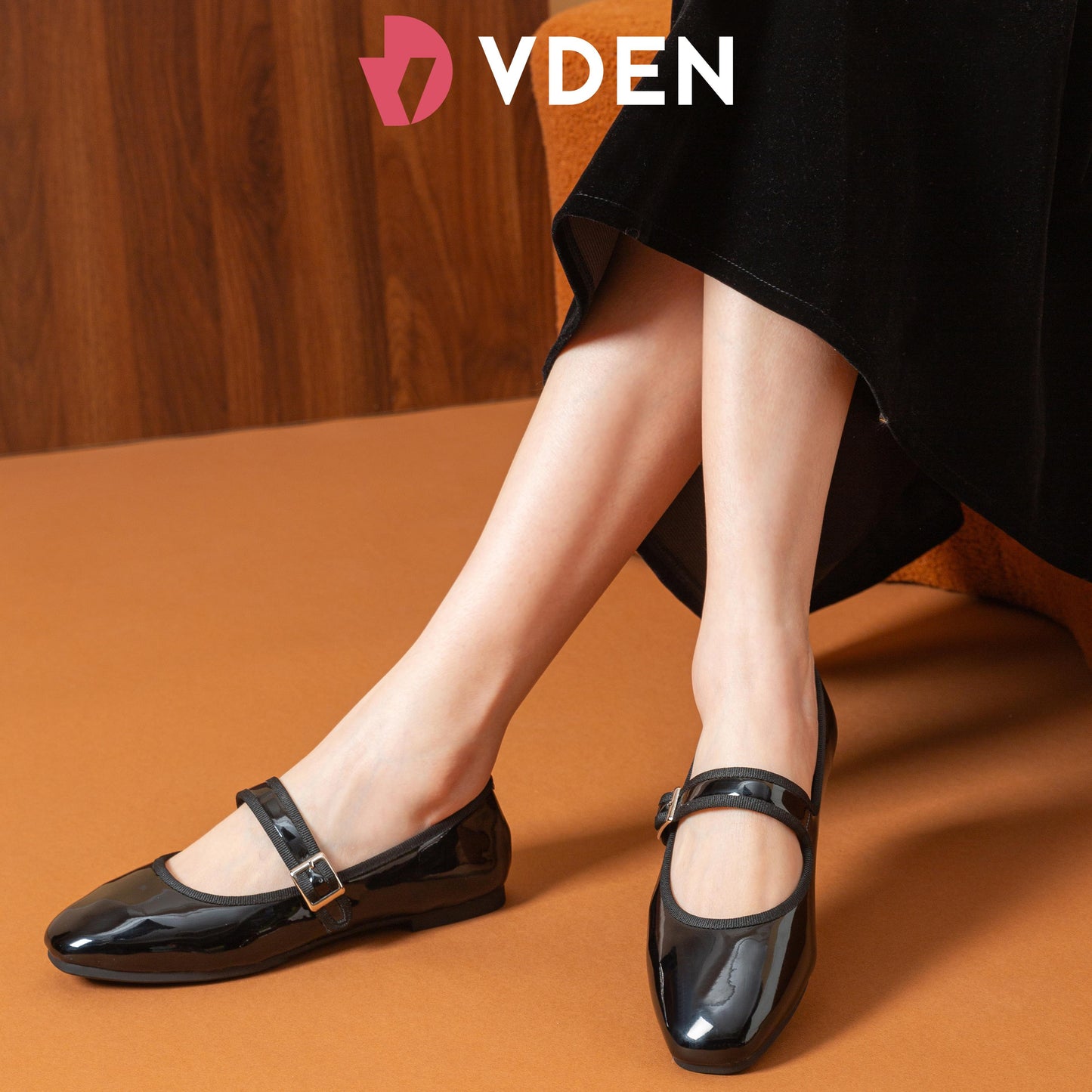VDEN Women's Slip on Flats Classy Square Toe Solid Classic Mary Jane Ballet Flat  Shoes 0.4INCH/1CM 3368-1 Patent Leather Korean Preppy Mary Jane Flats Women Shoes