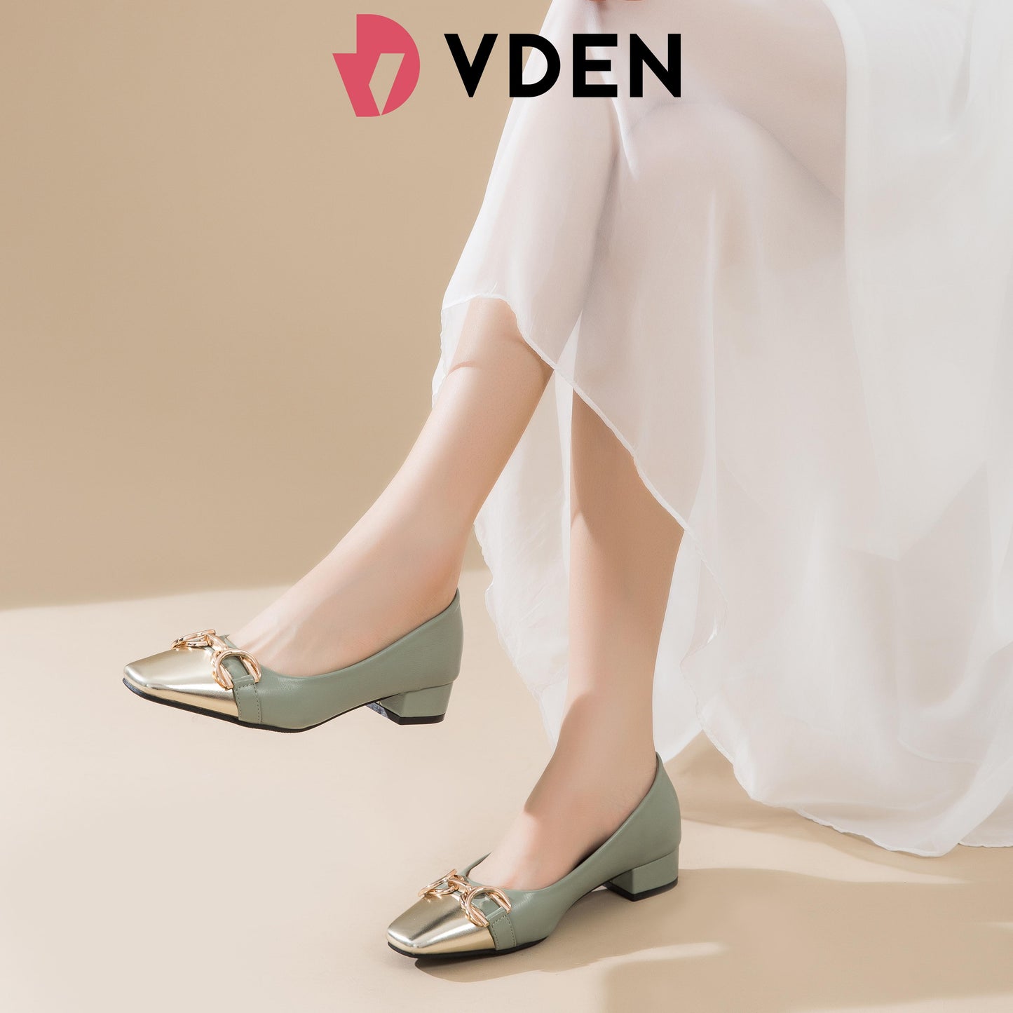 VDEN Women Shoes Spring Ladies Chunky low heel pumps 1.3INCH/3.3CM 336-5 Square Toe Color Blocked Thick Heel Shoes Old Money Style Professional Style Women's Shoes
