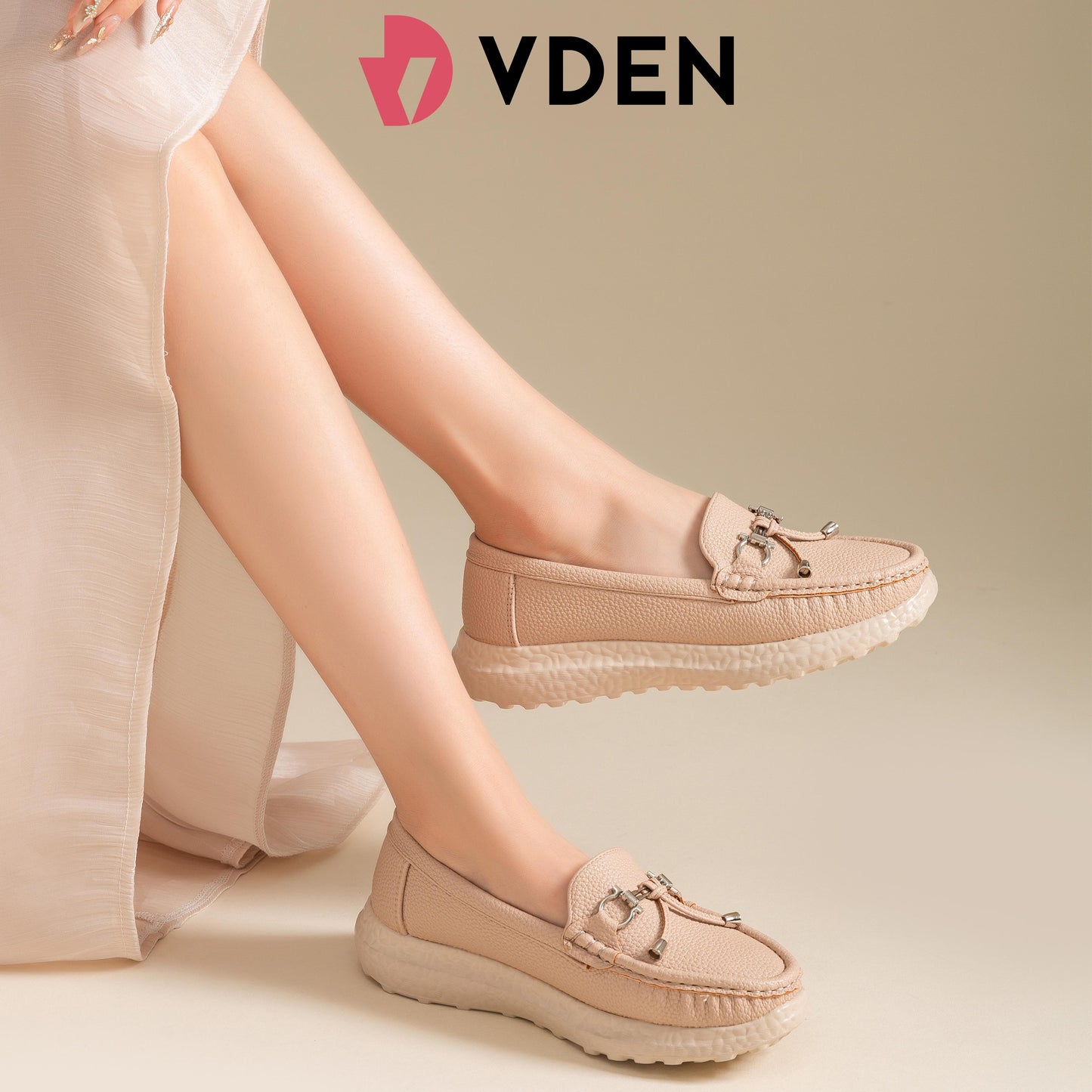 VDEN Women's Loafers With Decorative Buckle For Women 1.3INCH/3CM 9284-3 Thick-soled Old-Money Style Loafers With Soft Soles Comfortable Wedge Heels Slip-on Shoes For Women Casual Shoes Rocking Shoes