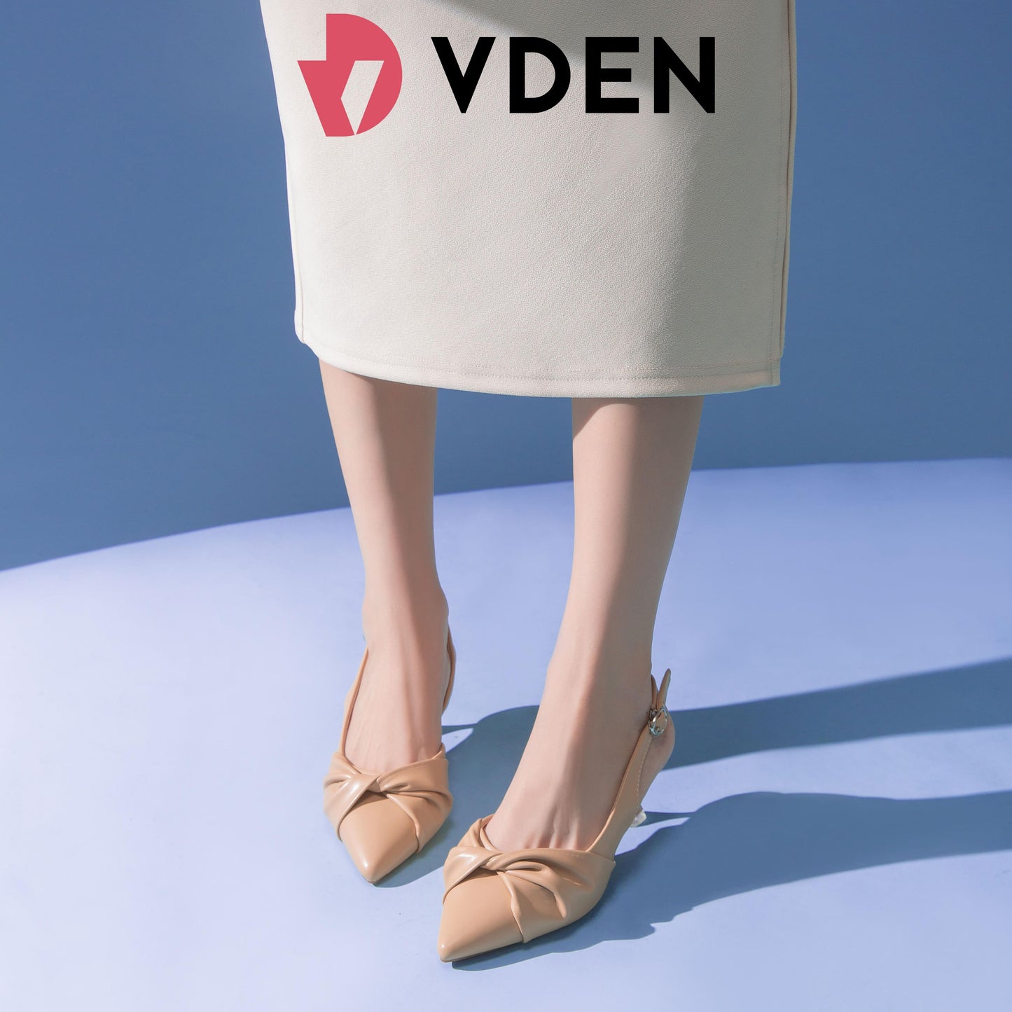 VDEN Women Pleated Design Kitten Heels Elegant Pointed Toes 7718-1 Low Heel (1-3 cm) Pointed Toe Micro Heels