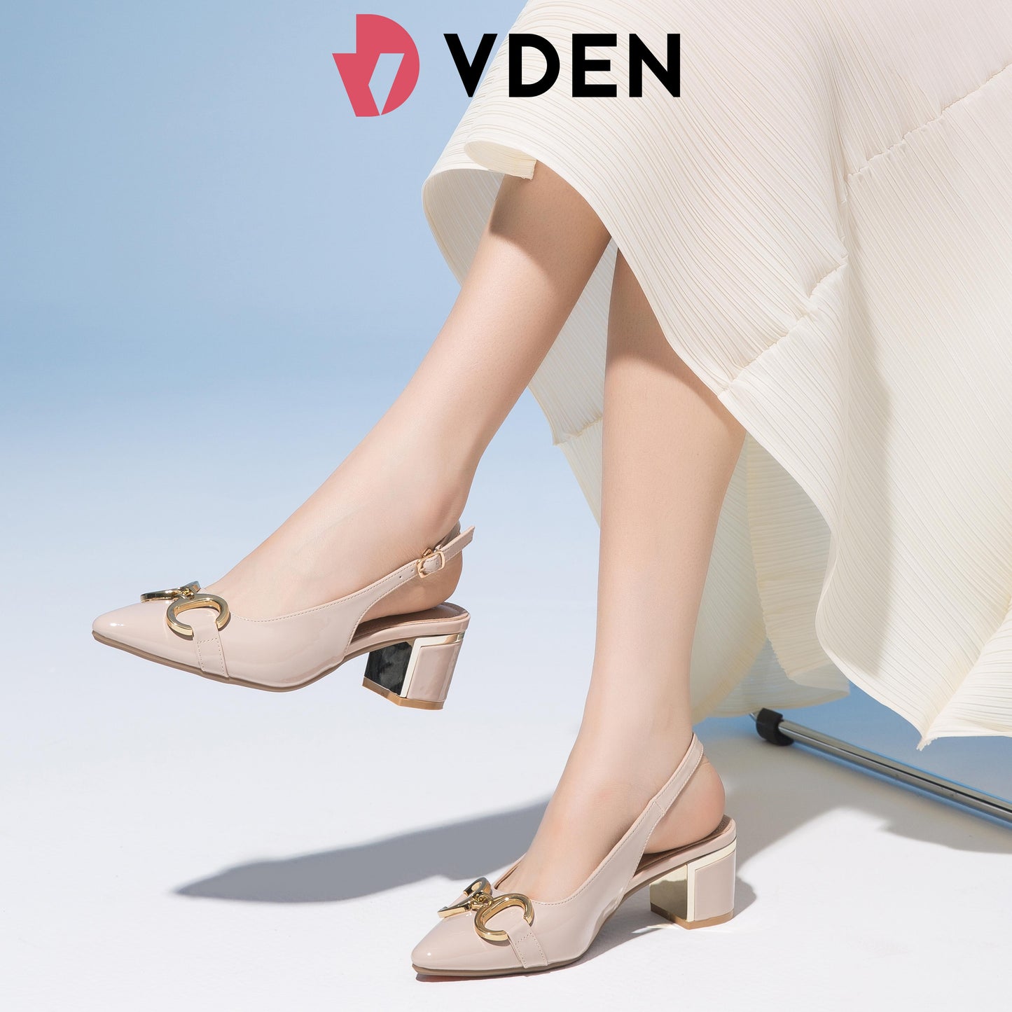 VDEN Women's Classy Stiletto Pointed Shoes 2INCH/5.3CM Patent Leather Block Heels Buckle Back Strap Mid Heel Pumps 525-37 Comfort