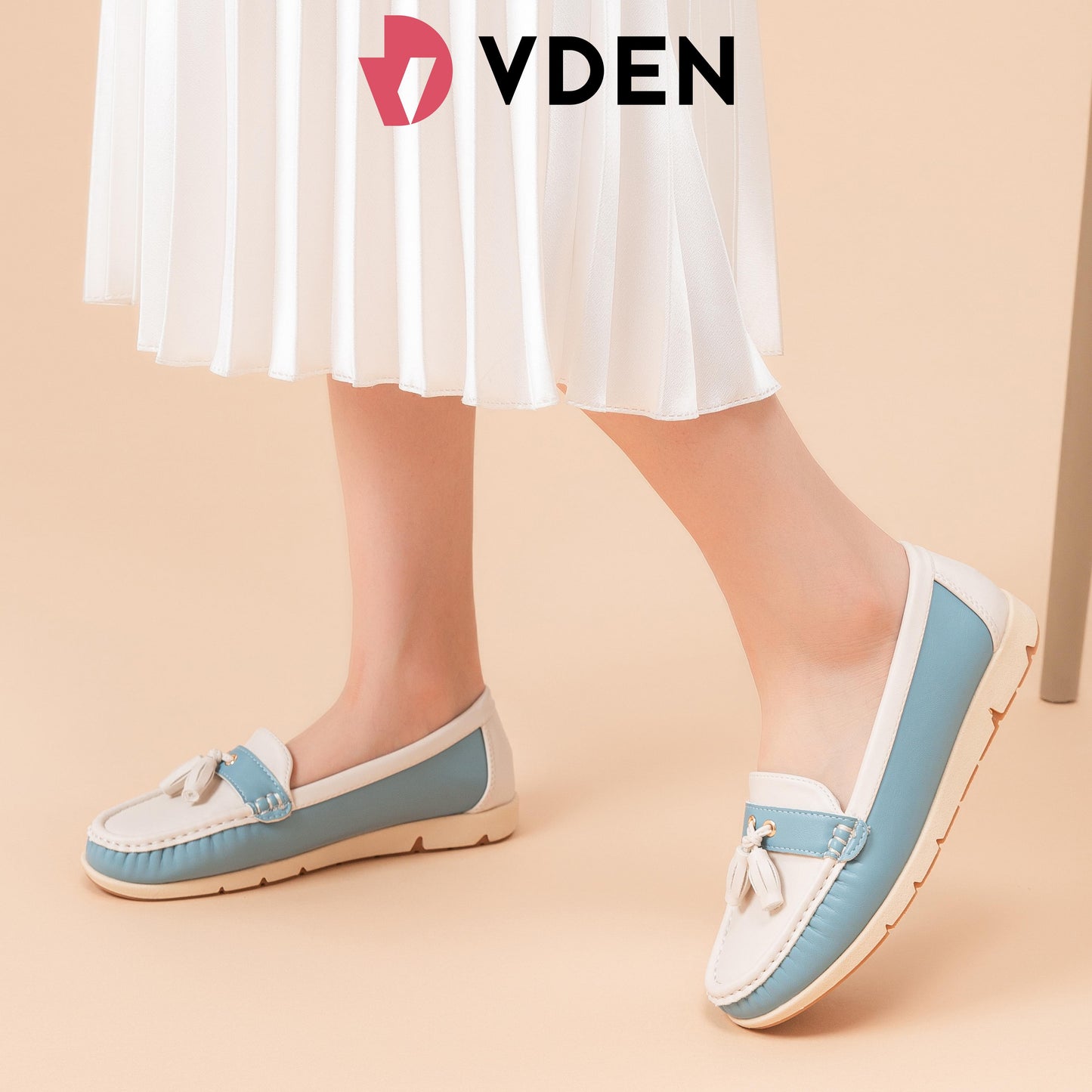 VDEN Ladies Leather Loafer Shoe Women's Memory Foam Slip On 0.6INCH/1.5CM 8813-10 Retro Tassel Slip-On Loafers for Women Comfy Tassel Moccasin Slip-Ons Stylish Colorblock Casual Flats Comfortable Soft Sole Loafers with Tassels
