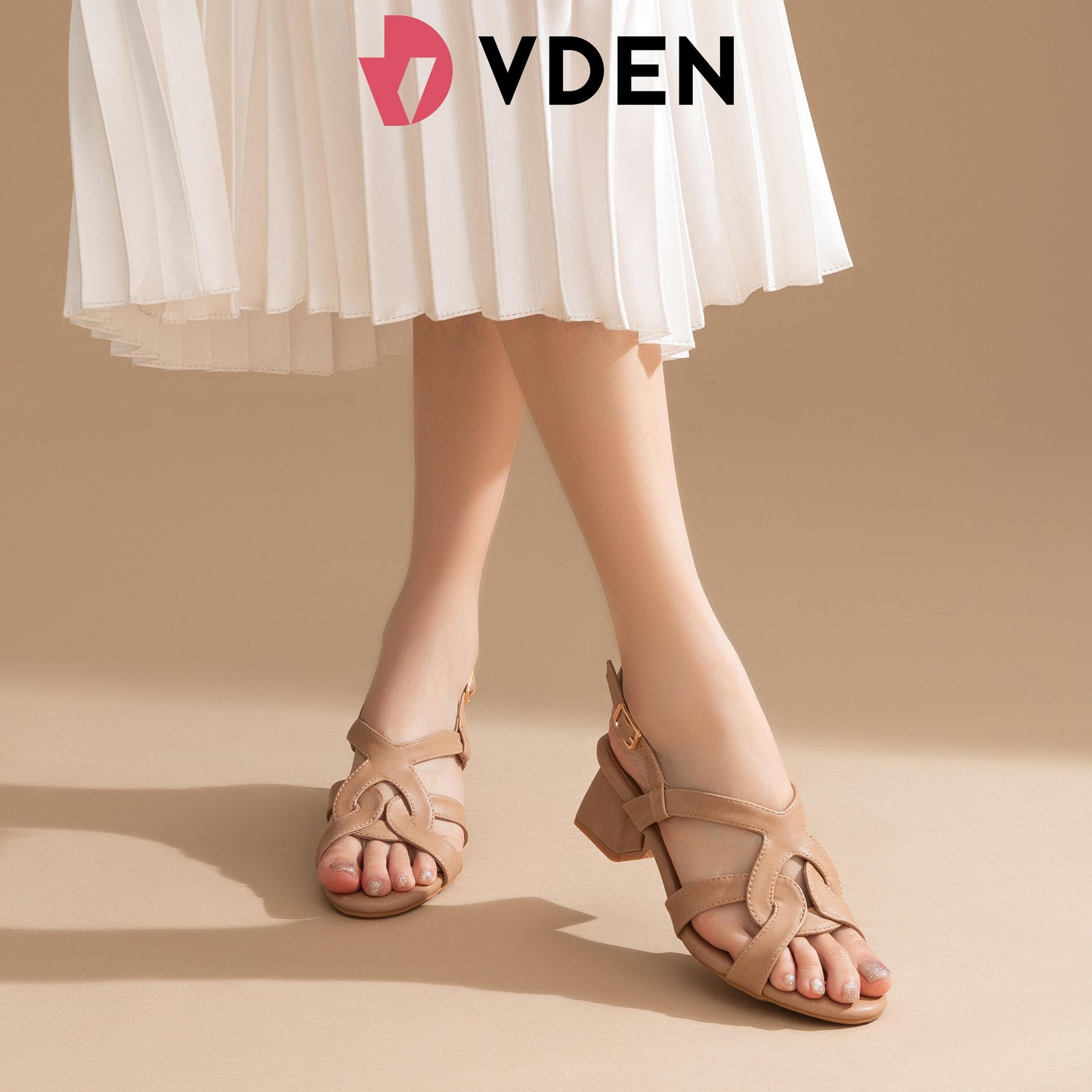 VDEN Women's Open Toe Cross Straps Low Block Chunky Heels Slingback Sandals 1.7INCH/4.4CM 758-1 Retro Braided Thick Heel Shoes Roman Shoes Slingback Shoes Classy Elegant Walking Shoes