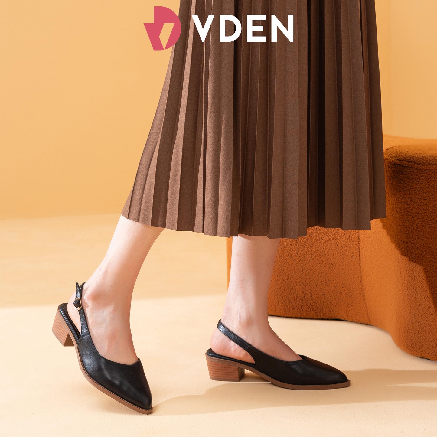 VDEN Slingback Comfortable and Stylish Block Heel Sandal for Office Casual Formal Wear 1.7INCH/4.3CM 812-2 Retro Wood Grain Block Heel Shoes For Women Back Strap Sandals Women's Office Shoes