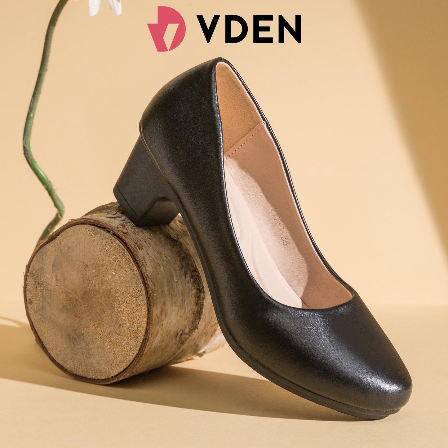 VDEN Women's Low Chunky Heels Pumps Comfortable Square Toe Dressy Work Shoes 1.7INCH/4.5CM 6753-1/777-1 Office School Black Heels Thickened Comfortable Insole Square Round Heels Elegant Footwear