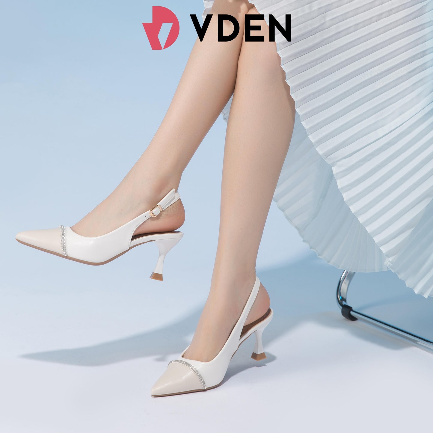VDEN Elegant Single Shoes For Women 7.5CM/3INCH Heels With Buckle Design Hight Heeled Shoes Slingback Pointed Toe Shoes 817-31