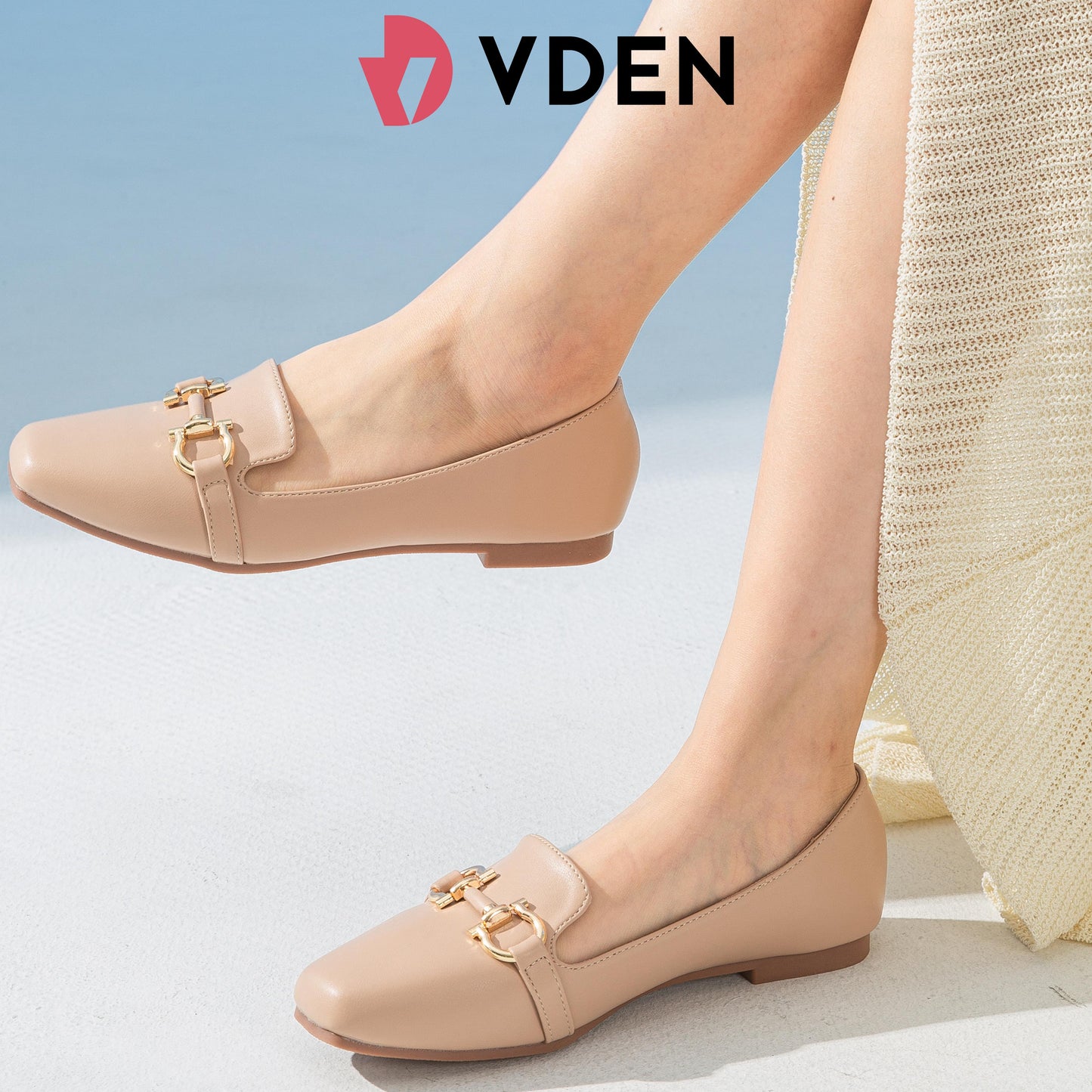 VDEN Women's Loafers Comfortable And Fashionable Chain Flat Shoes For Women 0.4INCH/1CM W903-8 Old Money Style Korean Style Simple Flat Loafers Office Slip-on Shoes For Women