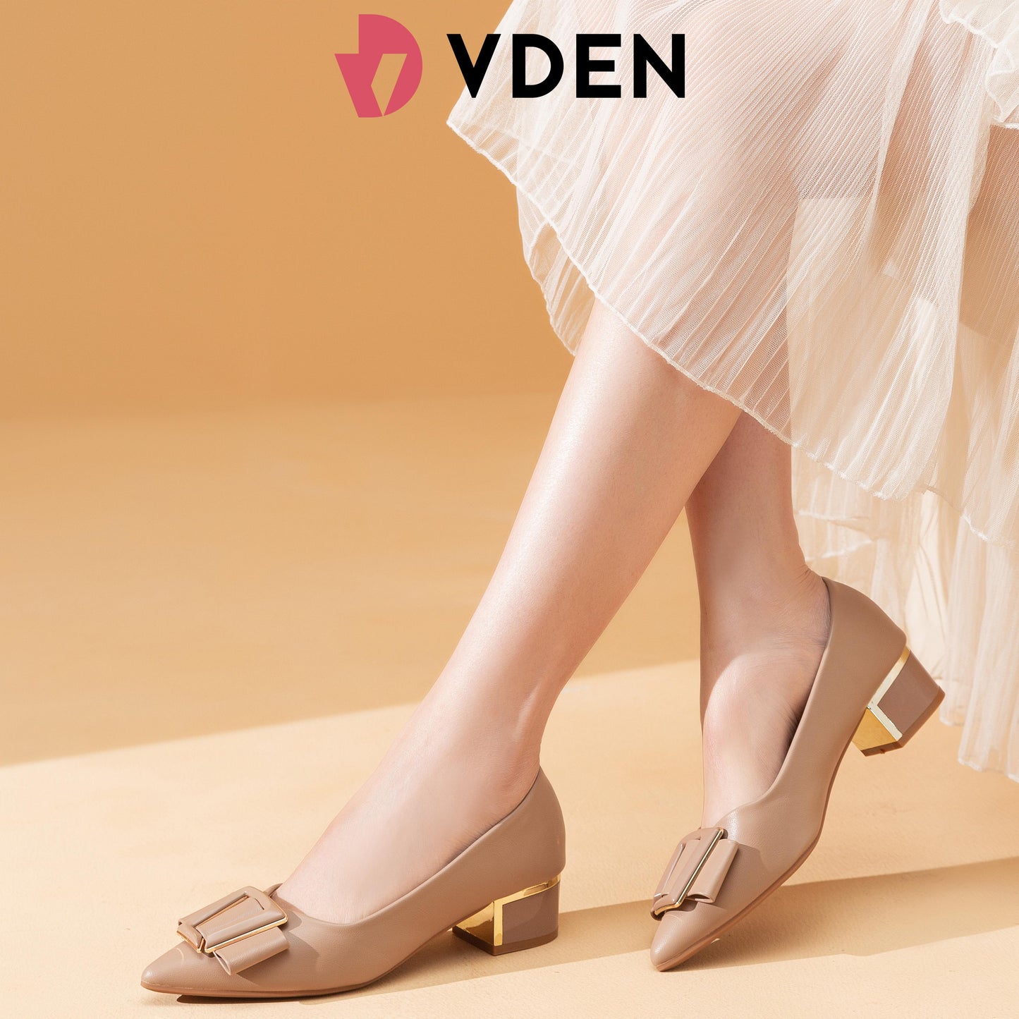 VDEN Women Pumps Pointed Toe Chunky  Heel Pumps Office For Women 1.5INCH/4CM 999-1059 Korean Retro Simple Thick Heel Women's Shoes Office Shoes