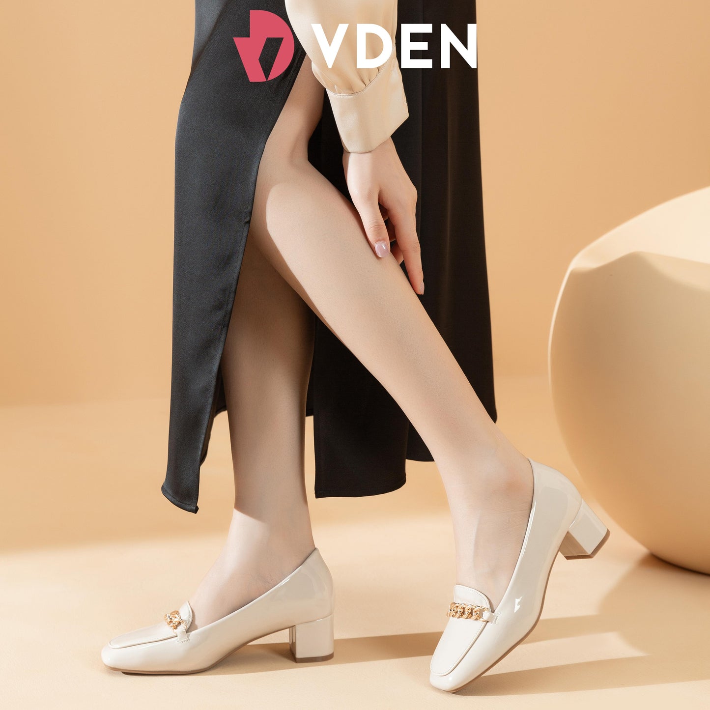 VDEN Loafer Heels Buckle Square Toe Shoes for Women 6CM/2.5INCH Women's Square Toe Thick Heel Office Shoes 78-Q1 Patent Leather Thick Heel Commuter Heels Classy