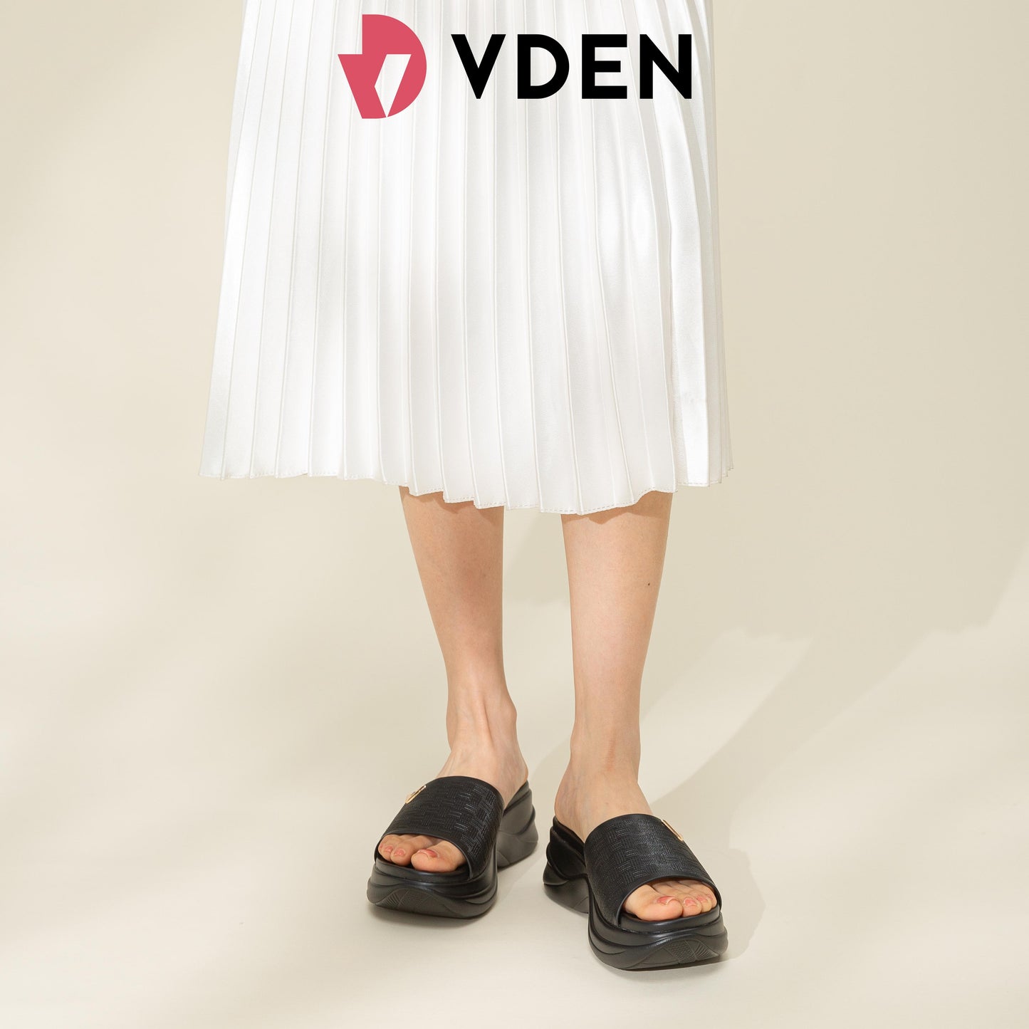 VDEN Fashionable Slip-On Open-Toe Wedges For Women 2INCH/5CM 1658-12 Women's Platform Sandals Walking Shoes Height Increasing Sandals Massage Insoles Classy Footwear Elegant Comfort Heels