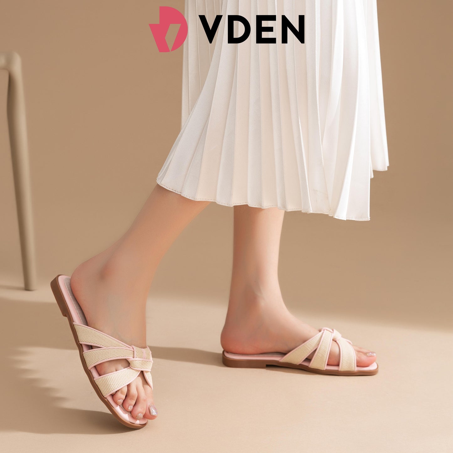 VDEN Casual Open Toe Non Slip Flat Breathable Sandals 0.5INCH1.4CM 002-A16 Color Block Braided Sandals Old money Style Open Toe Slippers Thick Latex Insole Women Summer Comfort Walking Shoes Footwear