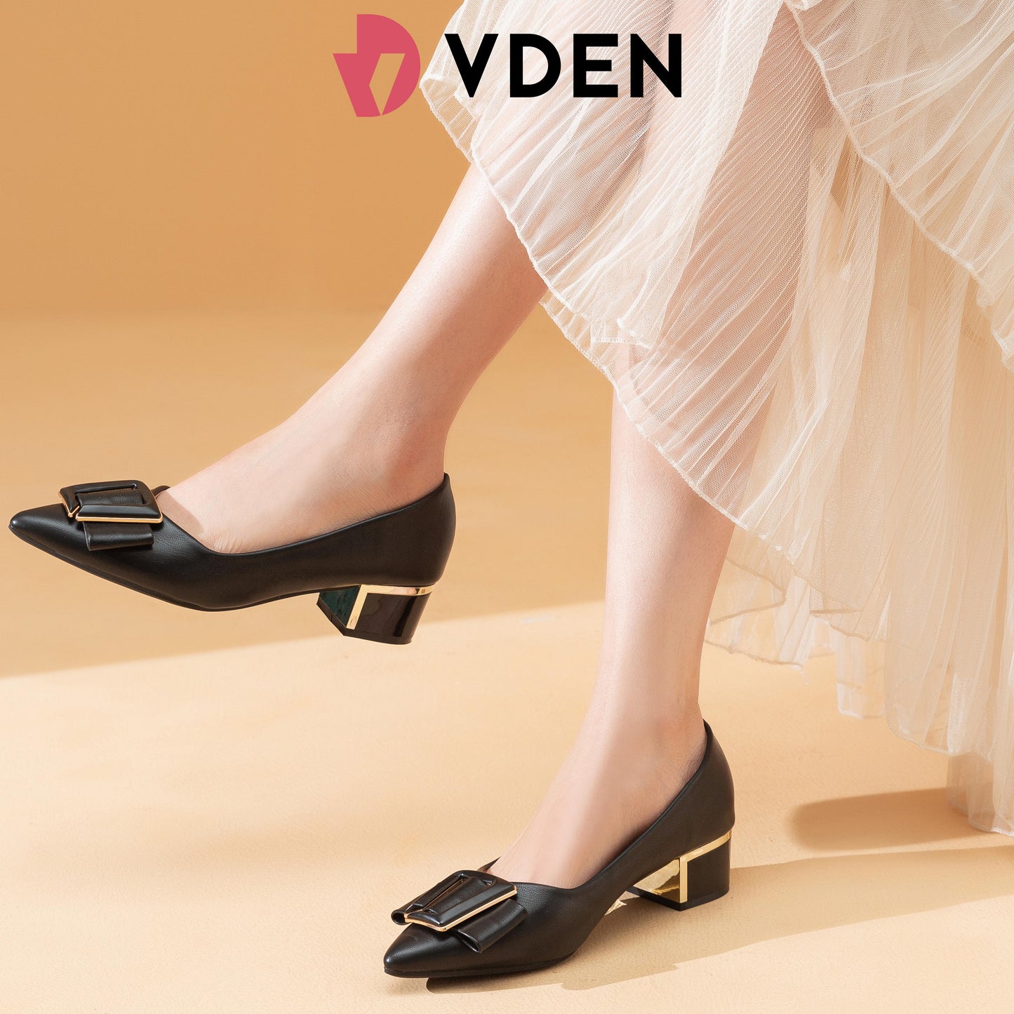 VDEN Women Pumps Pointed Toe Chunky  Heel Pumps Office For Women 1.5INCH/4CM 999-1059 Korean Retro Simple Thick Heel Women's Shoes Office Shoes