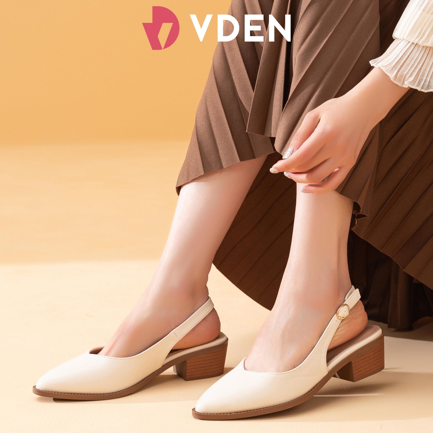 VDEN Slingback Comfortable and Stylish Block Heel Sandal for Office Casual Formal Wear 1.7INCH/4.3CM 812-2 Retro Wood Grain Block Heel Shoes For Women Back Strap Sandals Women's Office Shoes
