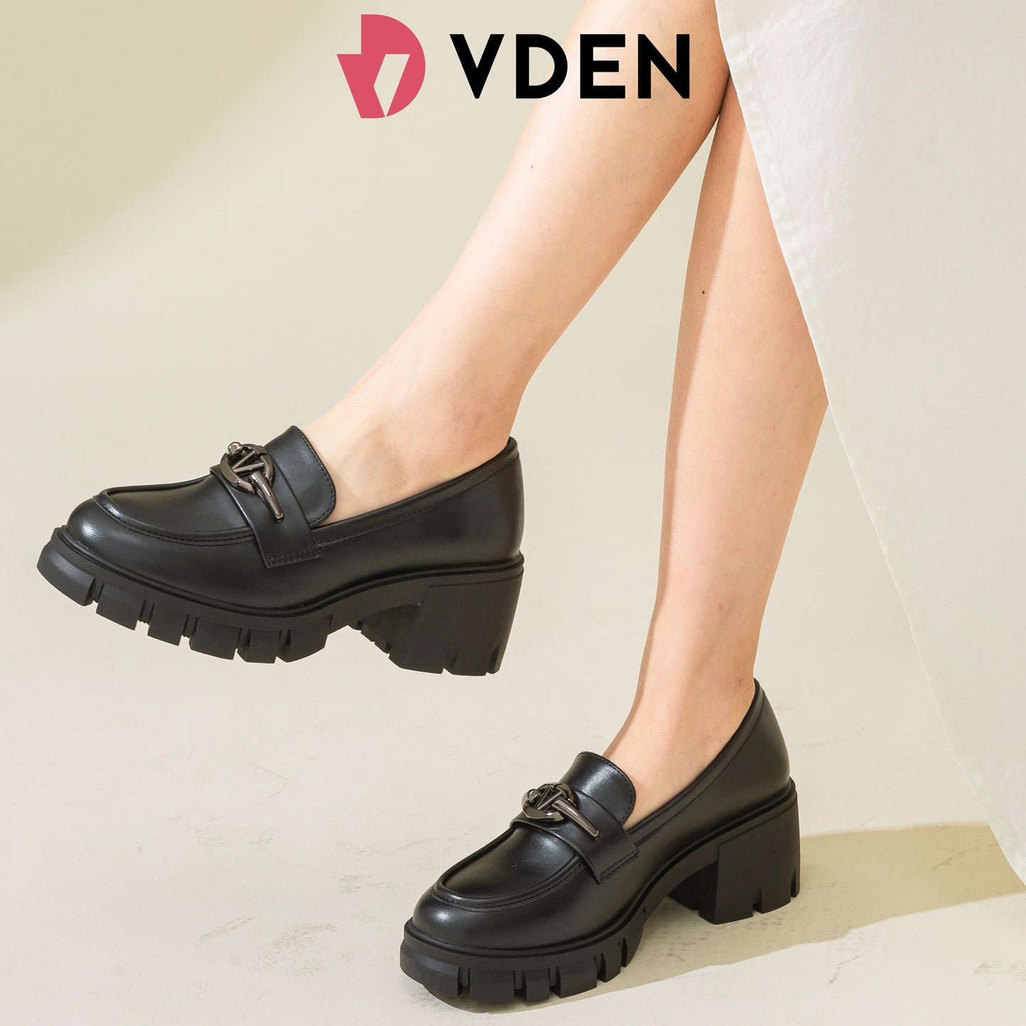 VDEN Walking Shoes  Leisure High Heels Loafer Artificial Leather For Women 2.2INCH/6CM 6958-L3 Korean British Style Height Increasing Casual Shoes Campus Black Leather Shoes  Elegant Footwear