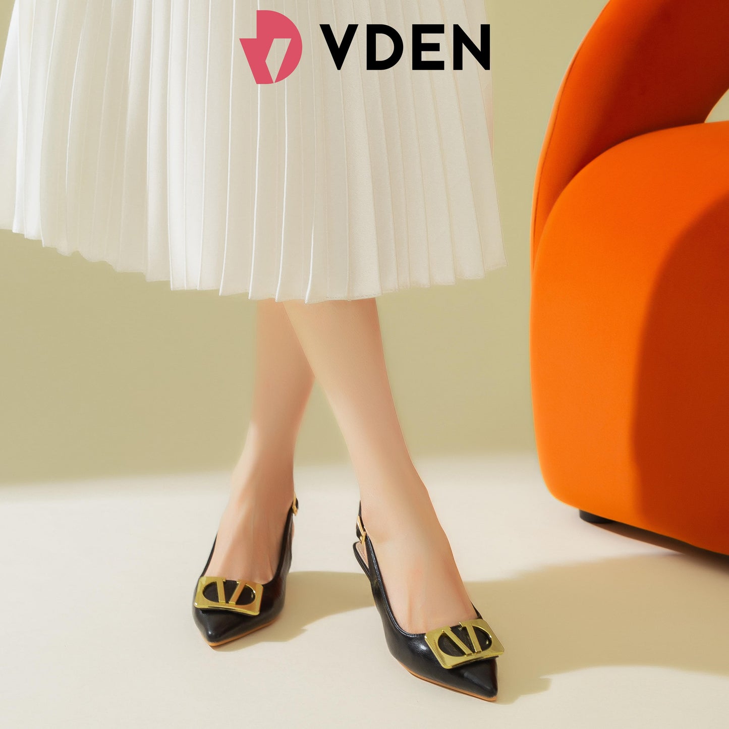 VDEN Slingback Leather Pointe Toe Pump Shoes 2INCH/5CM 219-9 Kitten Heel Sandals Retro Simple Style Office Heels Elegant Women's Versatile Heels Classy