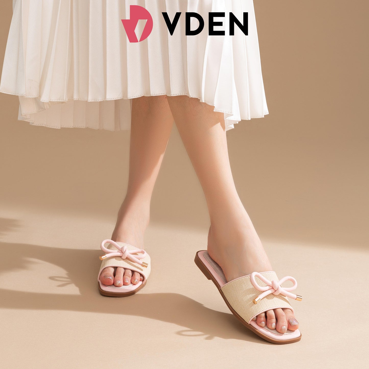 VDEN Retro Style Open Toe Flat Sandals With Bow Decoration 0.5INCH/1.4CM 002-A19 Casual Open Toe Non Slip Flat Breathable Sandals Braided Feel Thickened Insole Comfortable Slippers Footwear Summer Girl Walking Shoes Shoes
