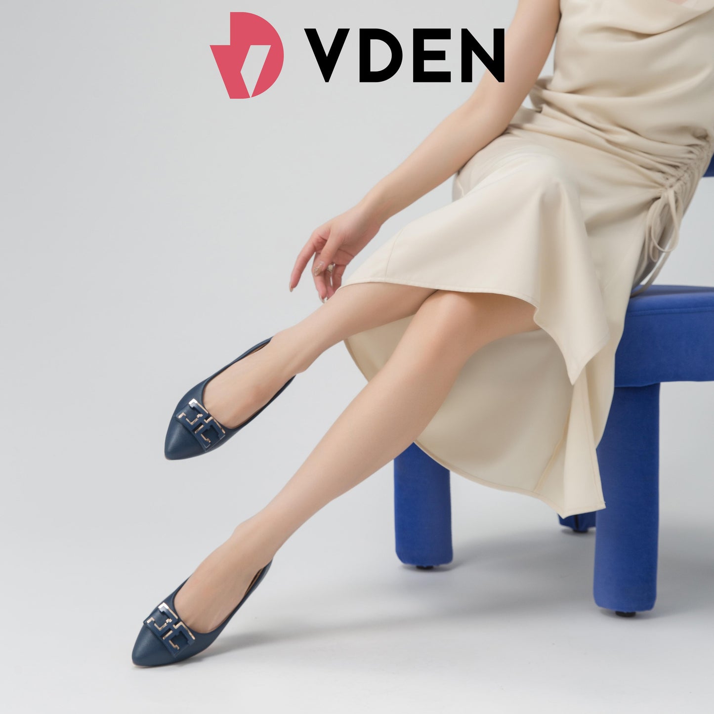VDEN Pointed Toe Low Heel (1INCH) Shoes Stylish Commuter Slip-on Shoes 1288-595