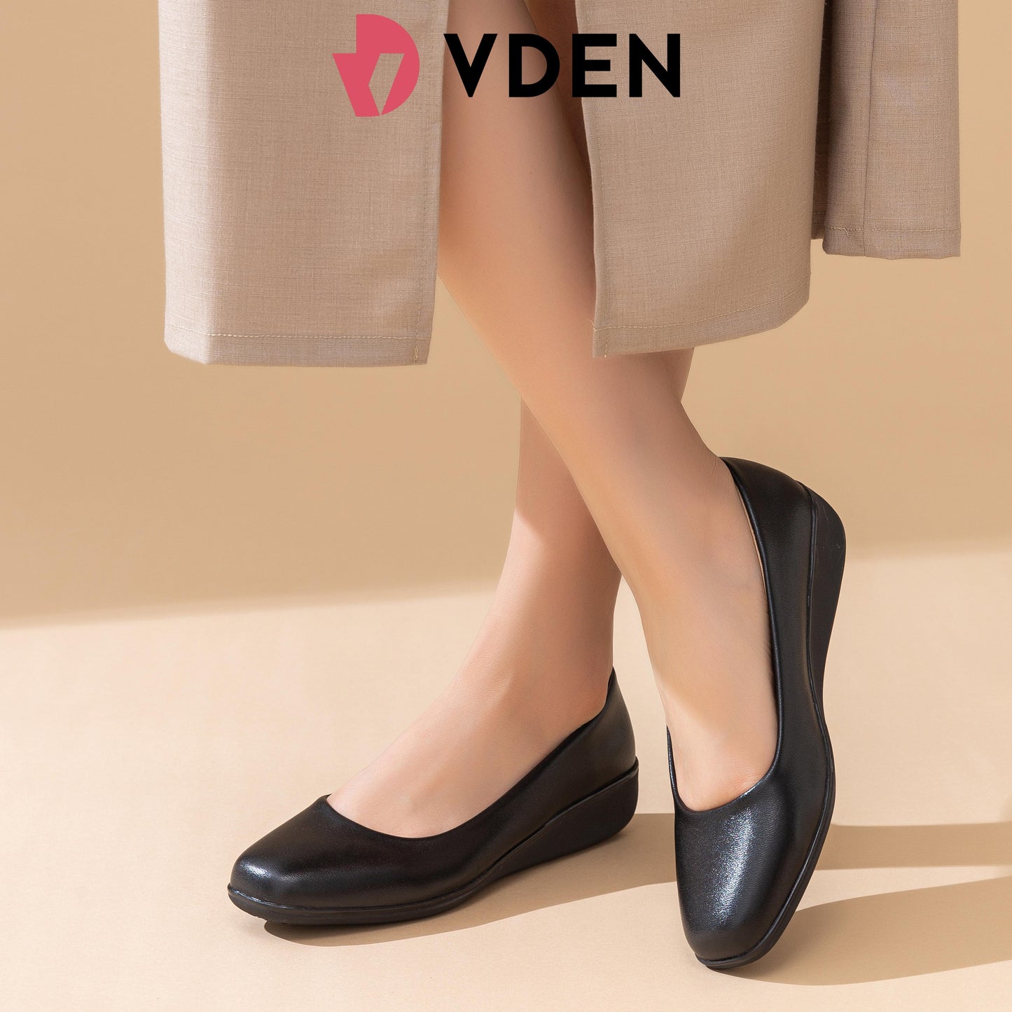 VDEN Women's Low Heel Shoes Leather Shoes 1.4INCH/3.4CM B1180-3 Black Wedges Office School Shoes For Women Women's Round Toe Thick Heel Office Black Shoes Student Black Shoes Korean Style Simple Commuter Shoes Comfortable Black Shoes Black Slip-on Shoes