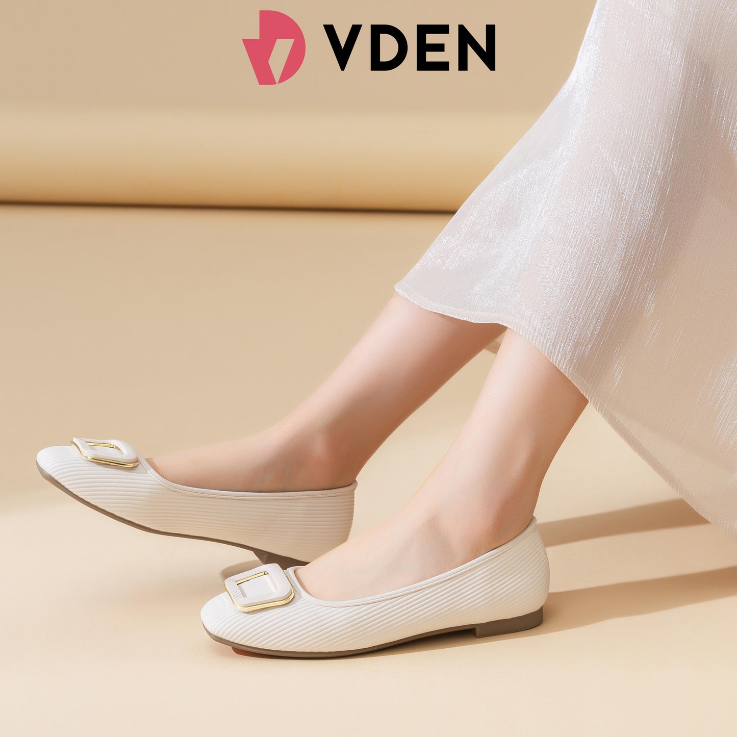 VDEN Women Fashion Square Toe Block Flat Shoes Business Work For Women 0.4INCH/1CM 182-21 Classic Buckled Ballet Flats Women’s Office Flats – Soft Slip-On Shoes With Stylish Buckle