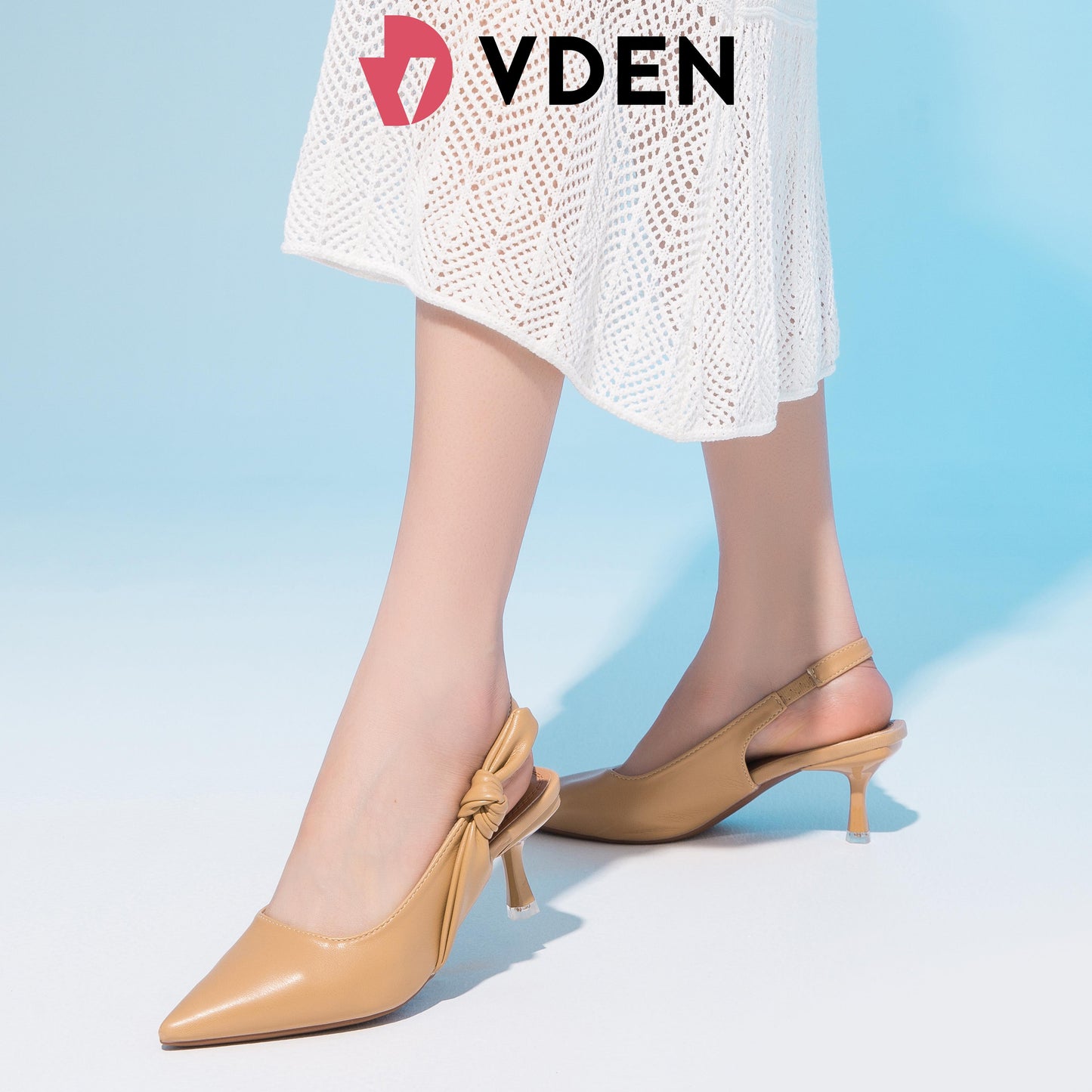 VDEN Chic Pointed Toe Heeled pumps bowknot slip on slingback 2.5INCH/6.5CM Commuting Color Block Pointed Toe Micro Heels Office Women's Shoes 81899