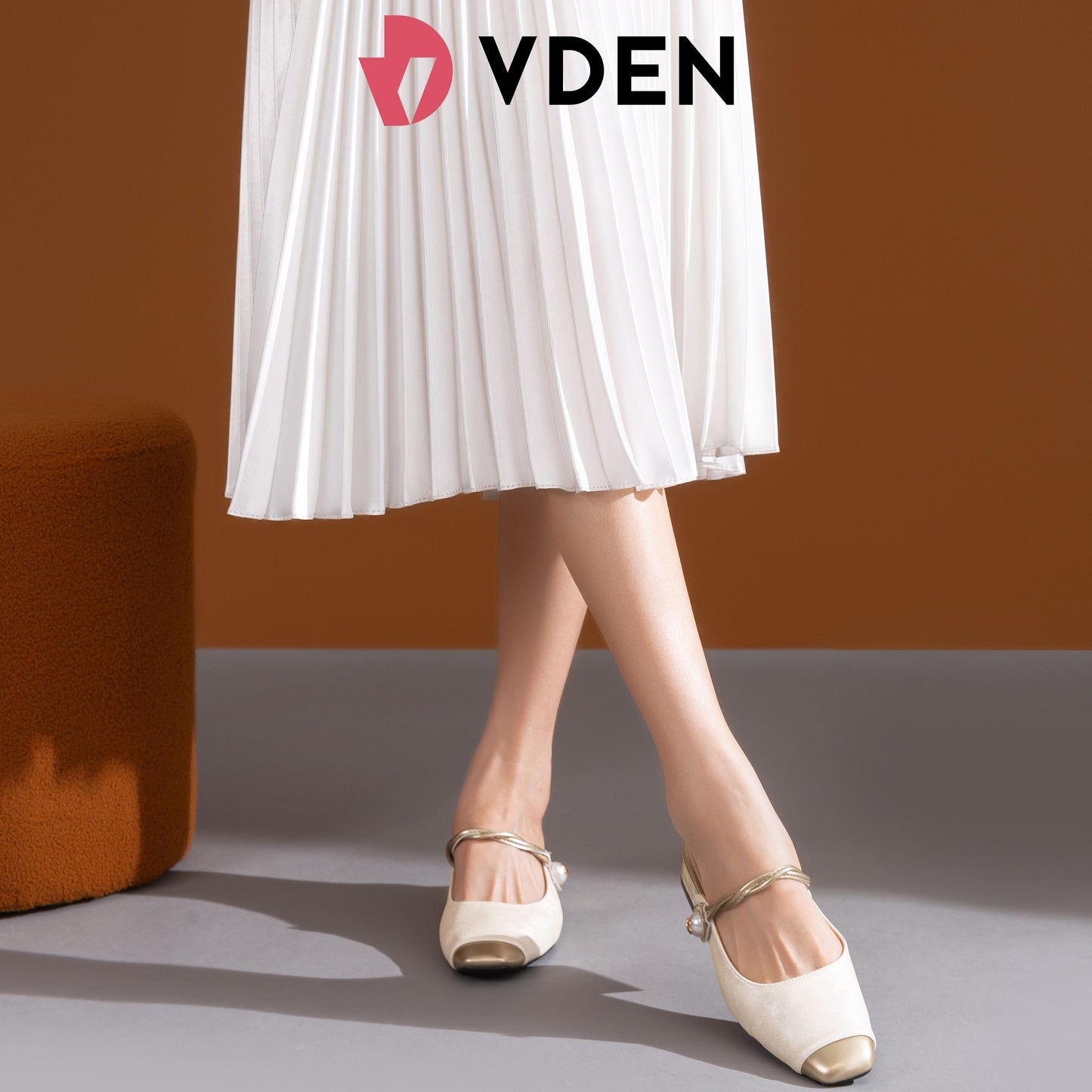 VDEN Block Heel Square Toe Mule Shoes for Women 3CM/1.1INCH Color Block Special Fabric Sandals K792-1 Ladies Slip-on Shoes