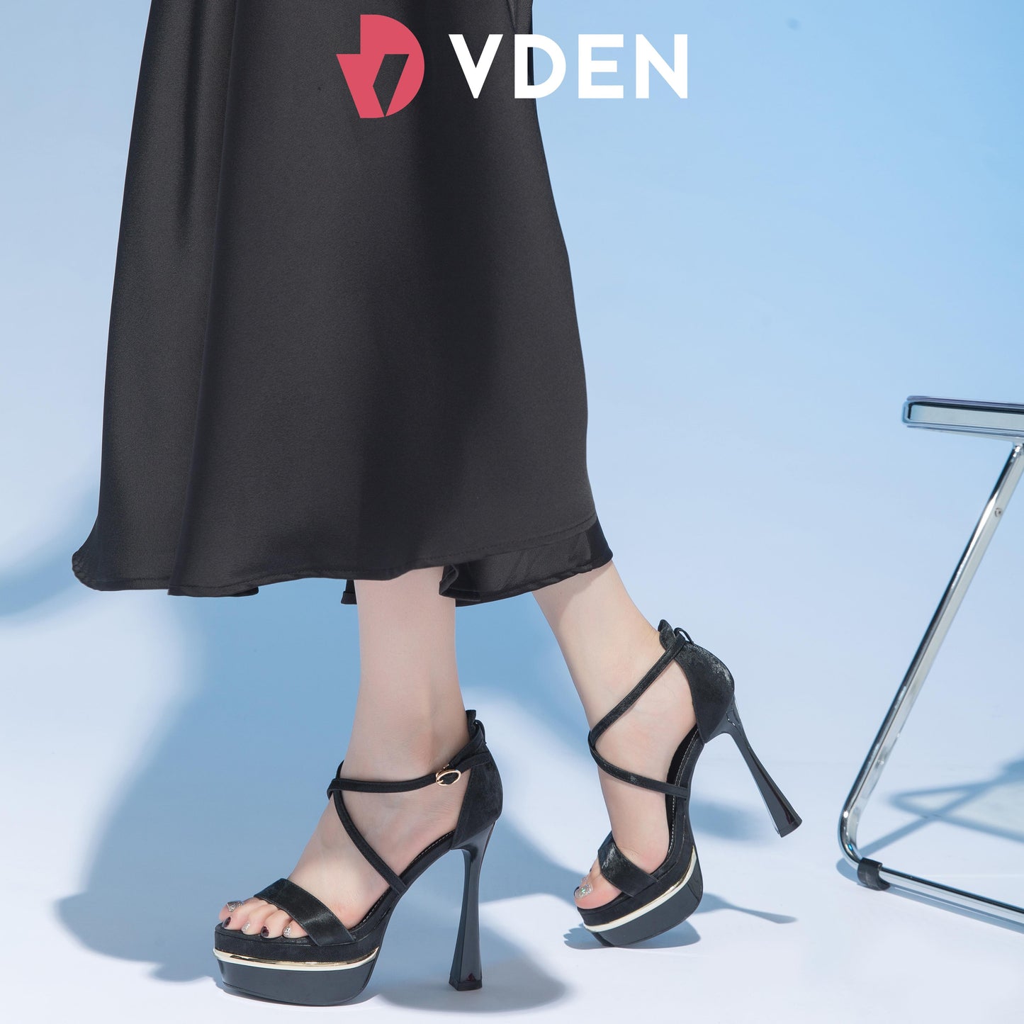 VDEN Women Sexy Cross Strappy High Heeled Sandals 5.2INCH/13.2CM Ultra High Heel Sandals Pageant High Heels H228-1 Party Dance Platform High Heels